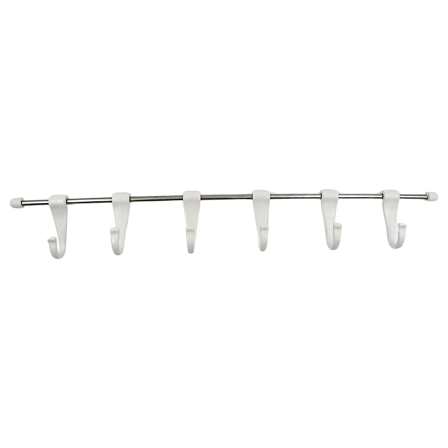 Stainless Steel Utensil Hanger Rail Nail Free Wall Mount With 2 Magic Stickers 6 Plastic Hooks For Kitchen - Happy Price - Image 4