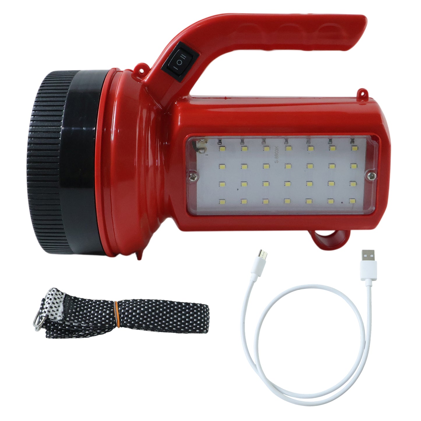 200W Rechargeable LED Torch Light with Side Emergency Panel - 1 Pc - Great Price - Image 4