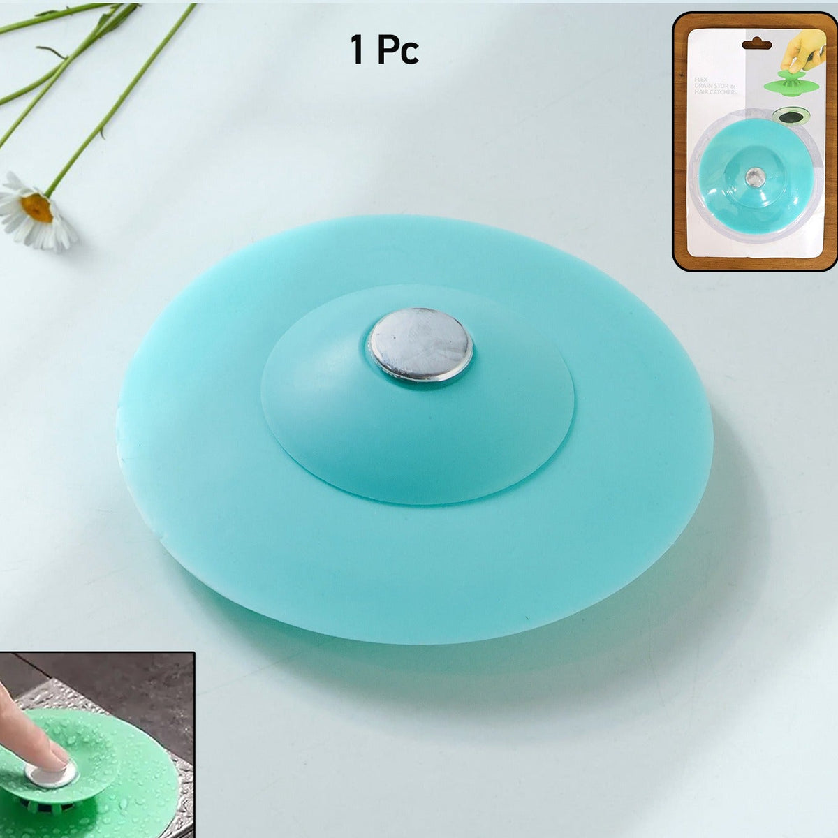Flexible Silicone Sink Drain Cover & Hair Catcher - 1 Pc - Happy Price - Image 1