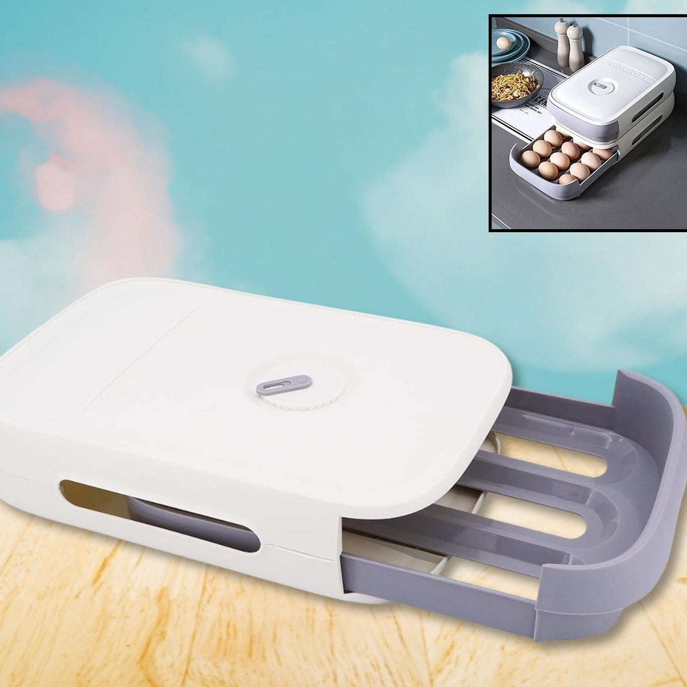 Plastic Egg Drawer Organizer for Refrigerator - 1 Pc - Happy Price - Image 1