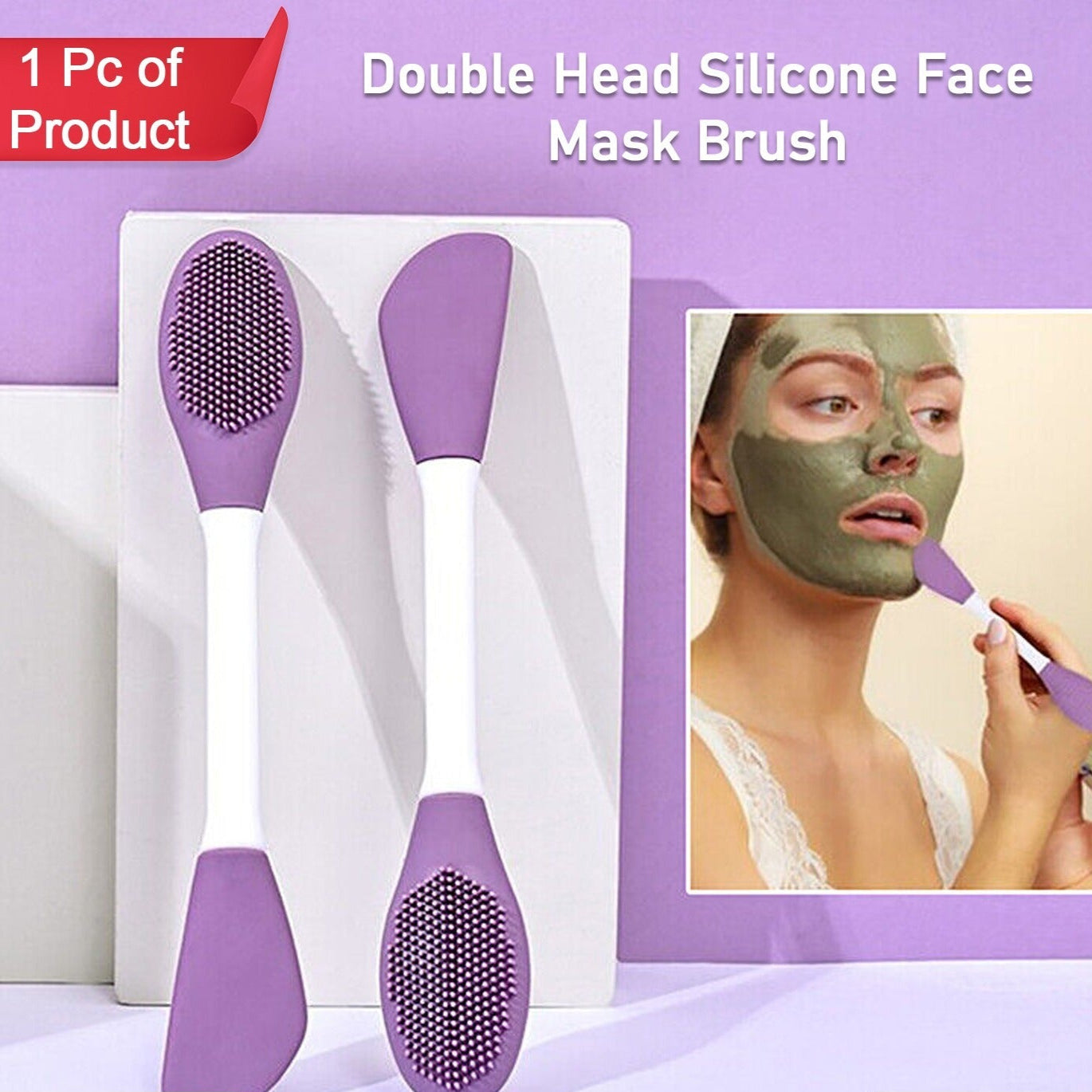 Double-headed Silicone Mask Brush Face Cleansing And Applying Mud Mask Beauty Salon Special Brush Smear Tool Facial Scrub Silicone Wash Scrubber Face Tools (1 Pc) - Happy Price - Image 1
