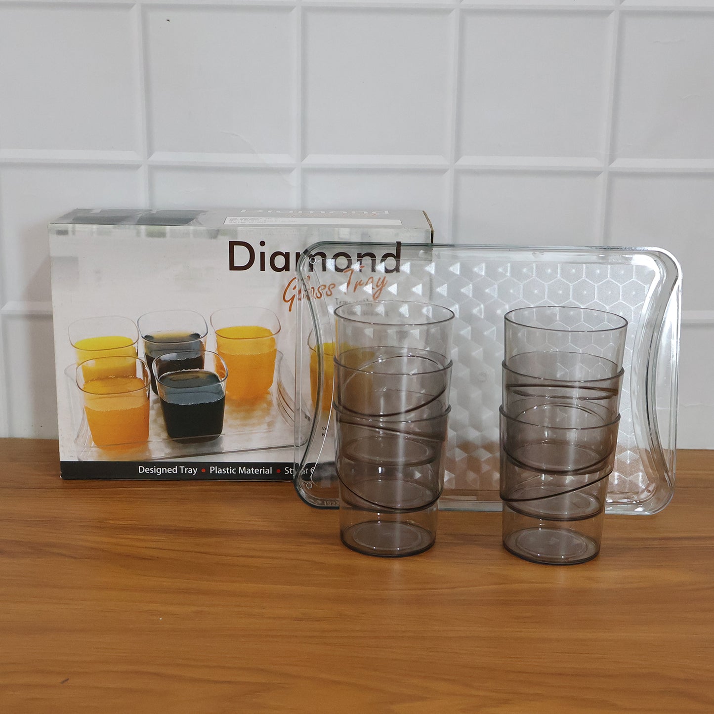 Glass Beverage Serving Set with 6 Tumblers and 1 Tray - Great Price - Image 7