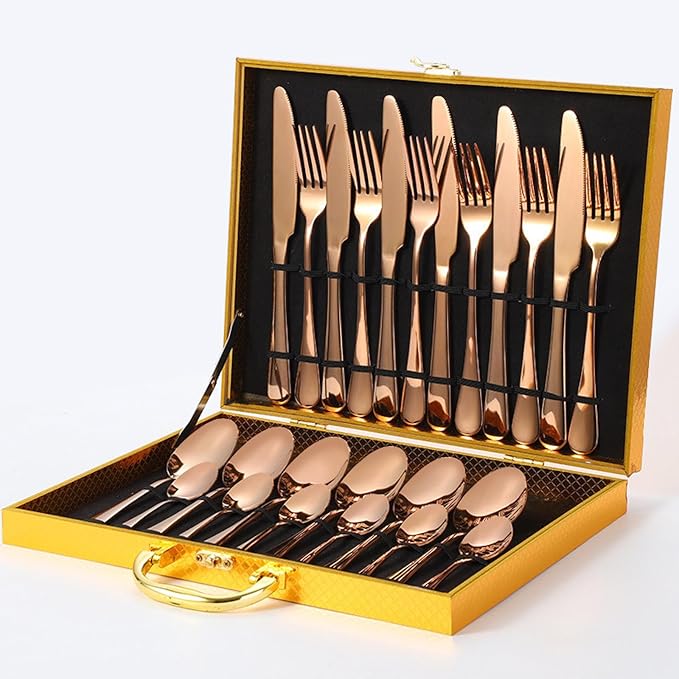 Kitchen Tableware Flatware Sets Kitchen Forks Spoons With Gift Box (24 Pcs Set) - Happy Price - Image 5