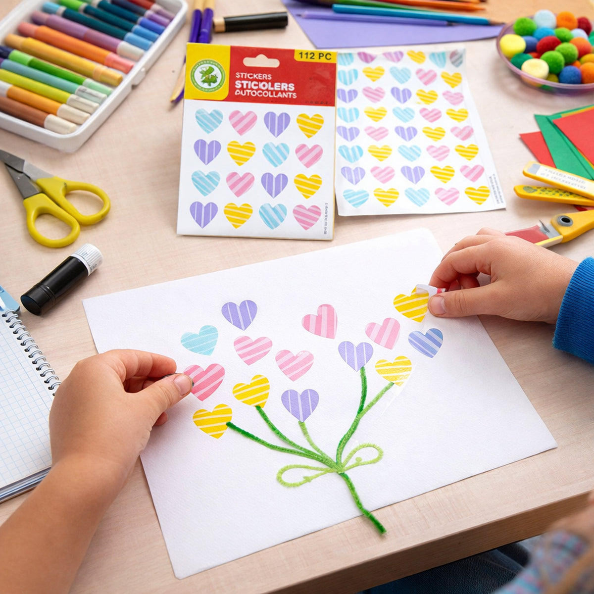 Heart Shape Decorative Stickers - 112 Pcs, 4 Sheets for Crafts & Journals - Happy Price - Image 3