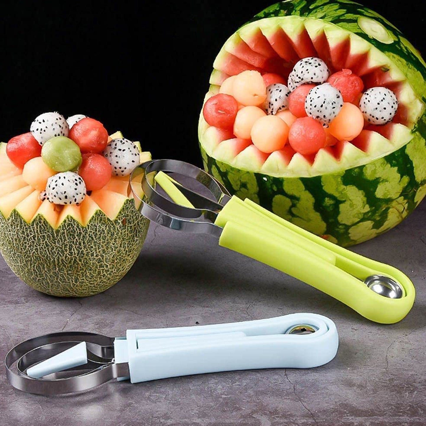 4 In 1 Stainless Steel Melon Baller Seed Remover Sorbet Dessert Ball Spoon Fruit Digging Spoon Double Sided Fruit Scooper Watermelon Baller Scoop - Happy Price - Image 5