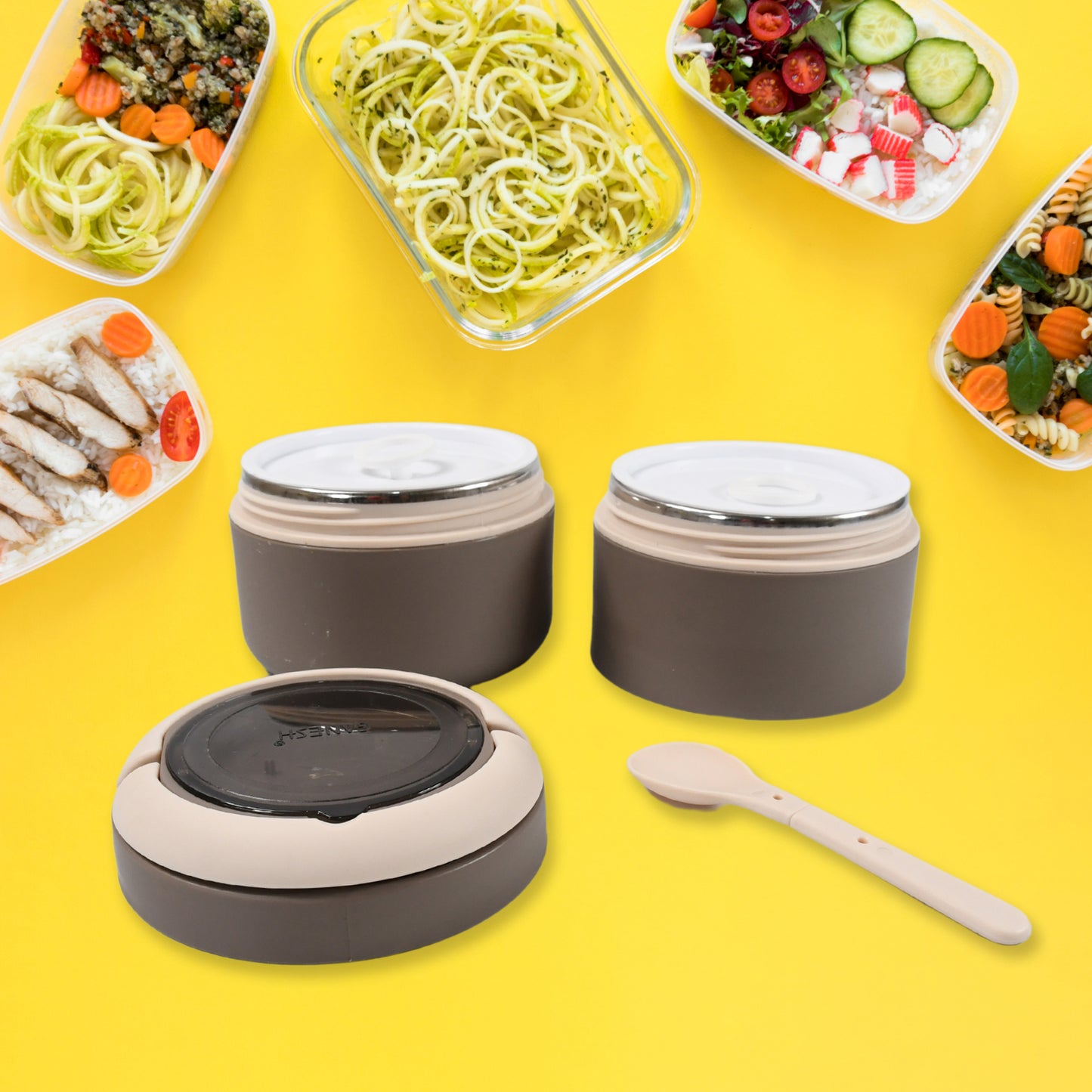 Ganesh Smart Stack 2 Layer Protable Lunch Box Stainless Steel Airtight Leak-proof Lunch Box For Office School Picnic - Color May Vary - Happy Price - Image 4