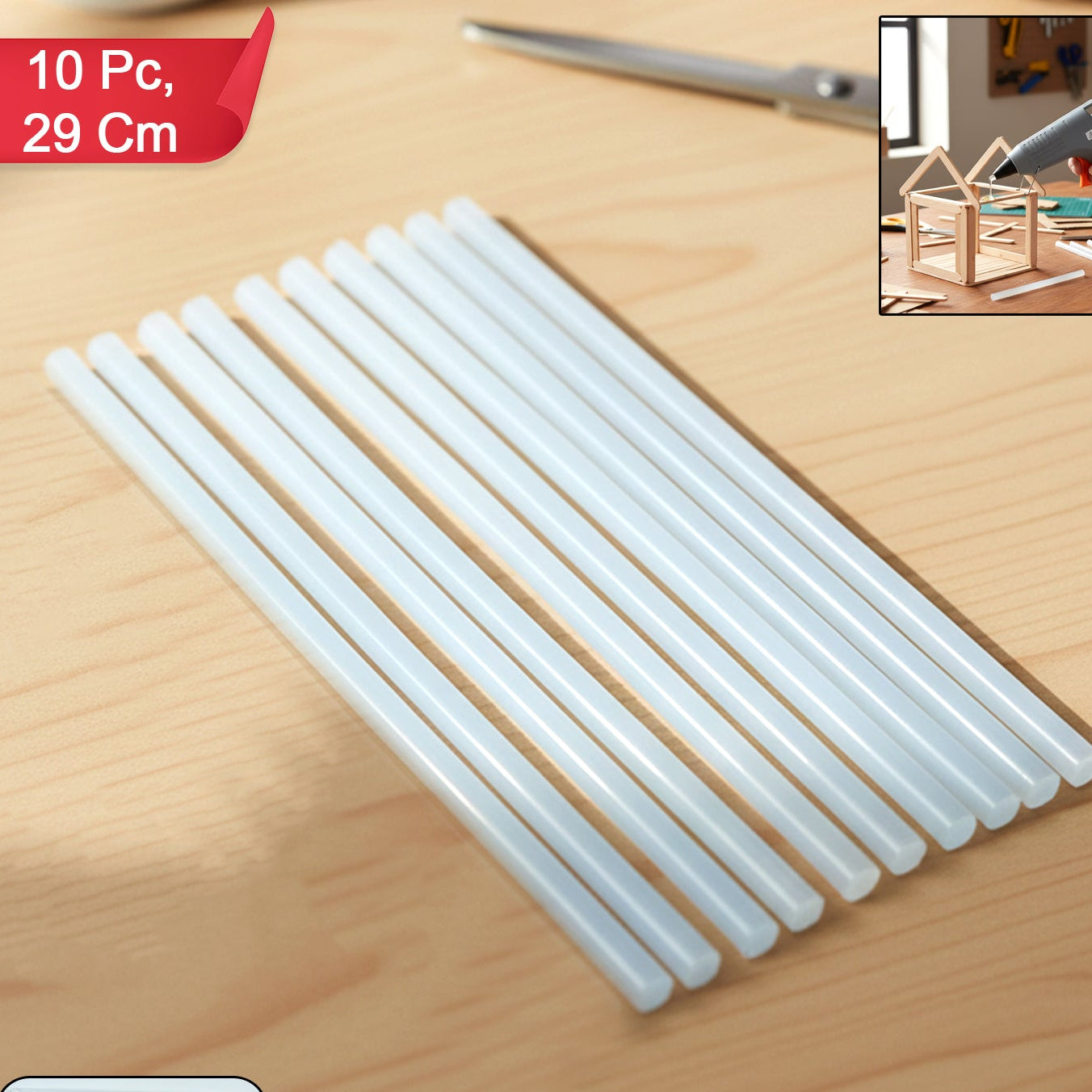 Long Hot Melt Glue Sticks - 10 Pc, 29 Cm Transparent Adhesive Refills - Happy Price - Image 1