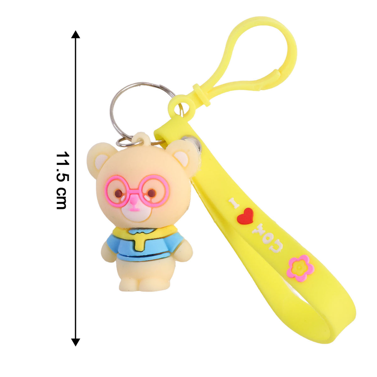 Cute Cartoon Bear Silicone Keychain with Yellow Wrist Strap (1 Pc) - Happy Price - Image 5