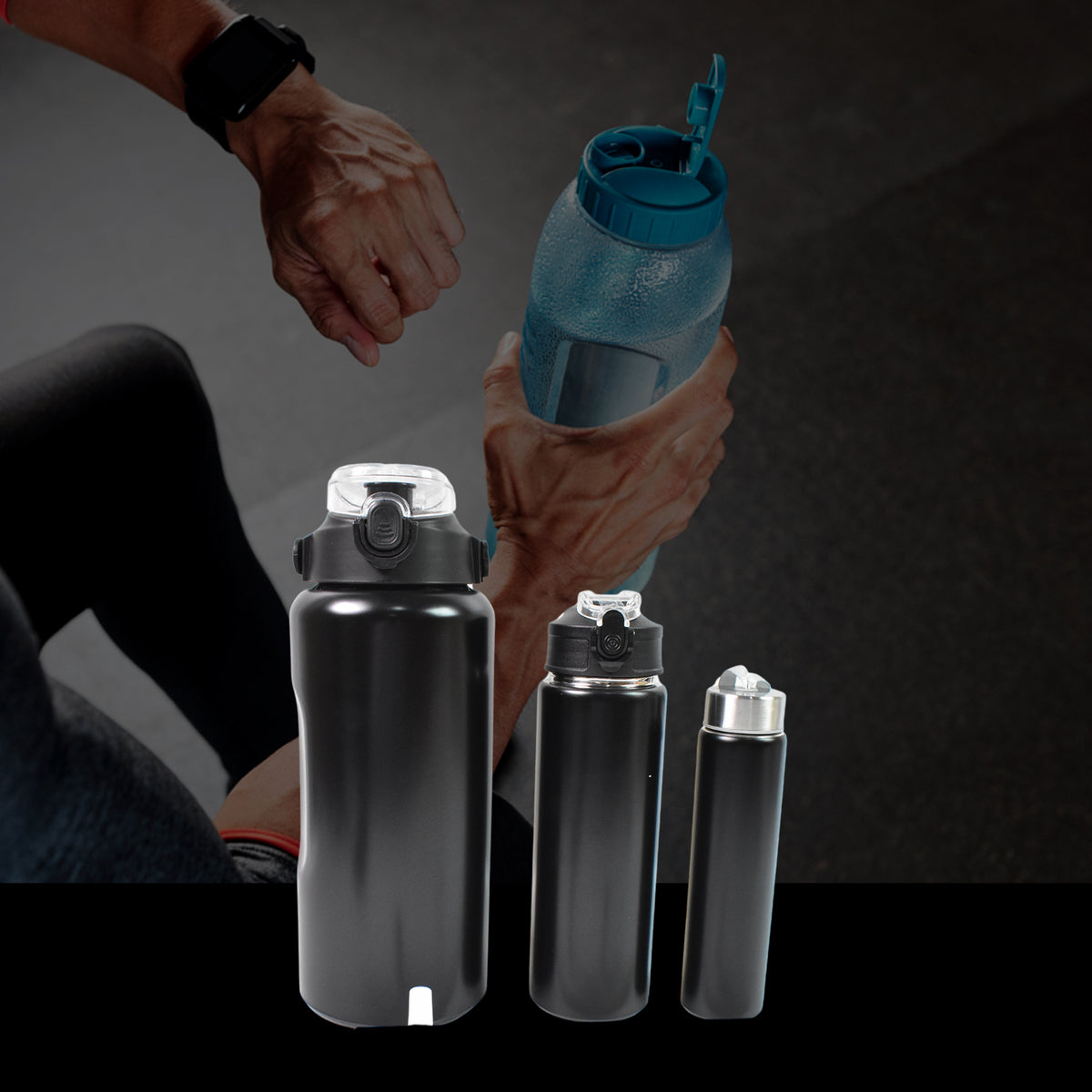 3 In 1 Stainless Steel Insulated Water Bottle Double Wall Vacuum (3 Pcs Set Different Size) - Happy Price - Image 4