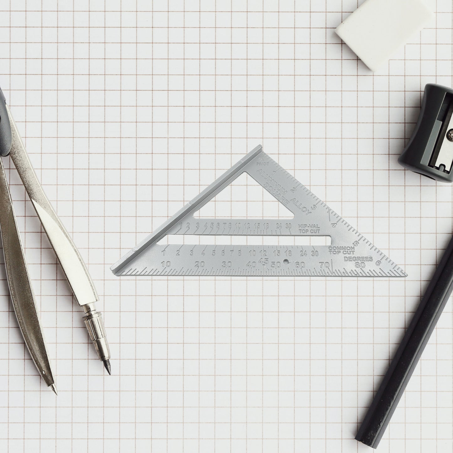 Double Side Scale Triangle Measurement Hand Tool 45 Degree Triangle Ruler Home For Industry Aluminum Alloy Rafter Square 7-inch Length - Happy Price - Image 4