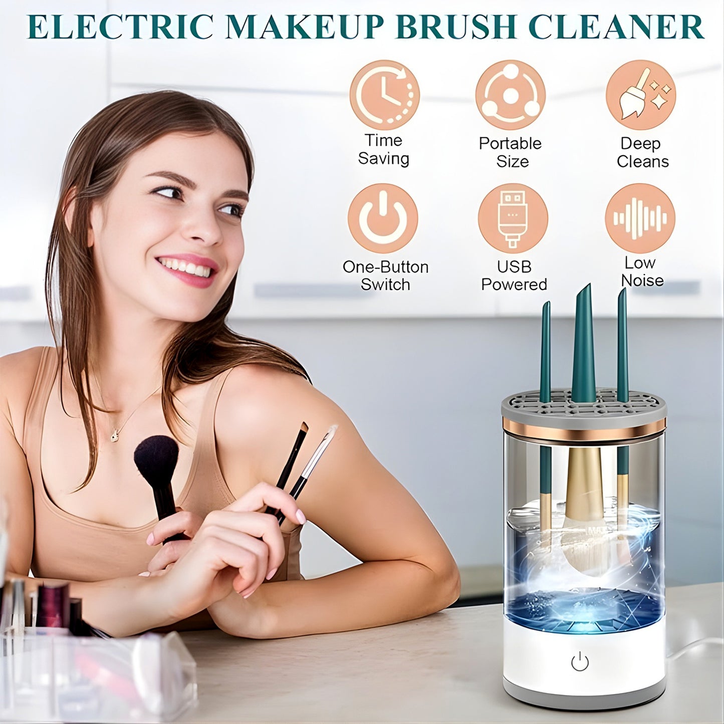 Automatic Electric Makeup Brush Cleaner & Dryer - USB Rechargeable - Happy Price - Image 3