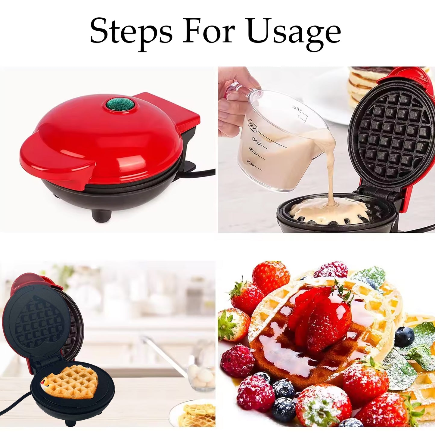 Mini Waffle Maker Machine Waffle Iron Home Appliances Kitchen Gift Easy To Clean On-stick Surfaces Perfect Breakfast Dessert Sandwich Pan Cakes Paninis Other Snacks Machine - Happy Price - Image 5