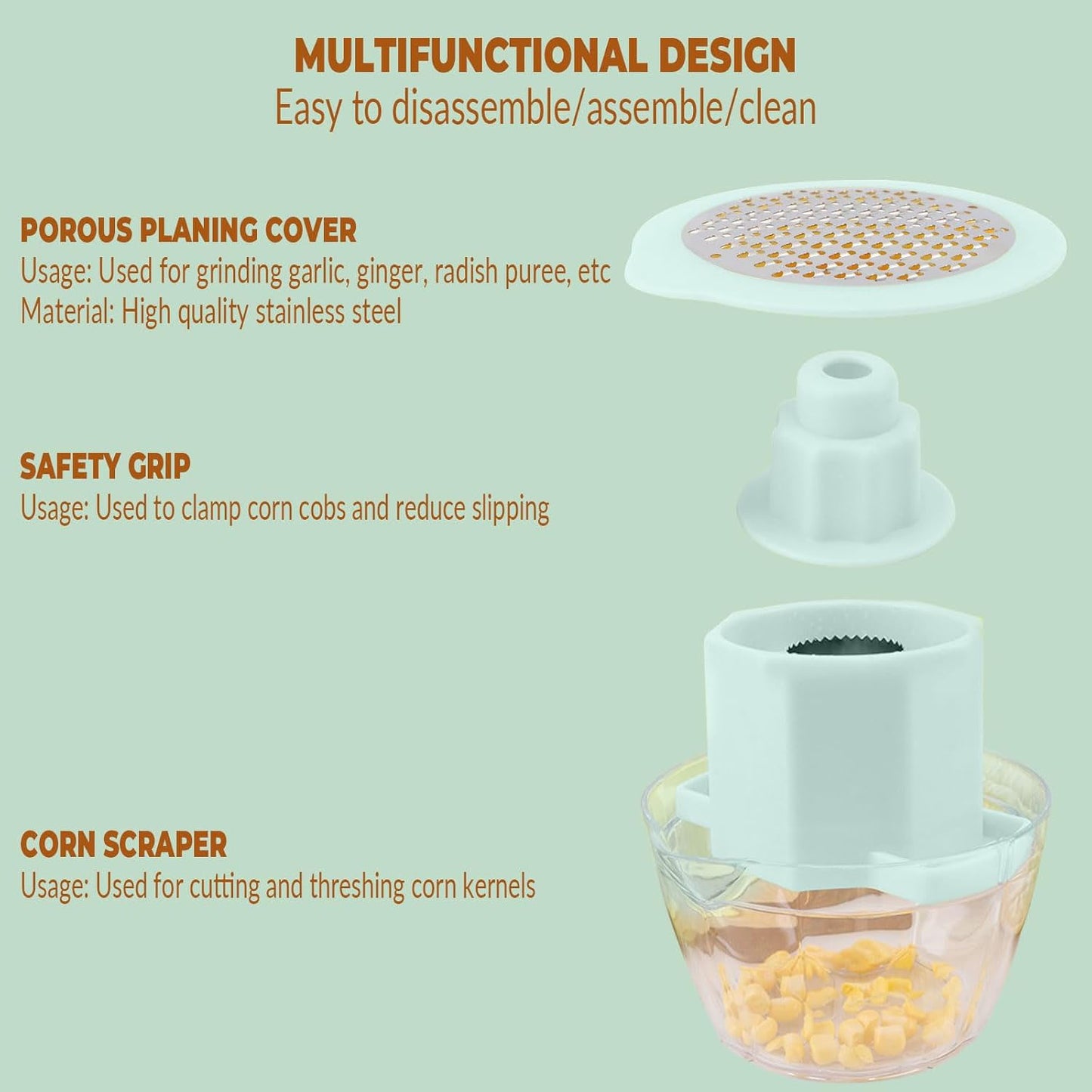 Manual Grater & Corn Stripper with Bowl - 1 Pc Kitchen Tool - Happy Price - Image 6