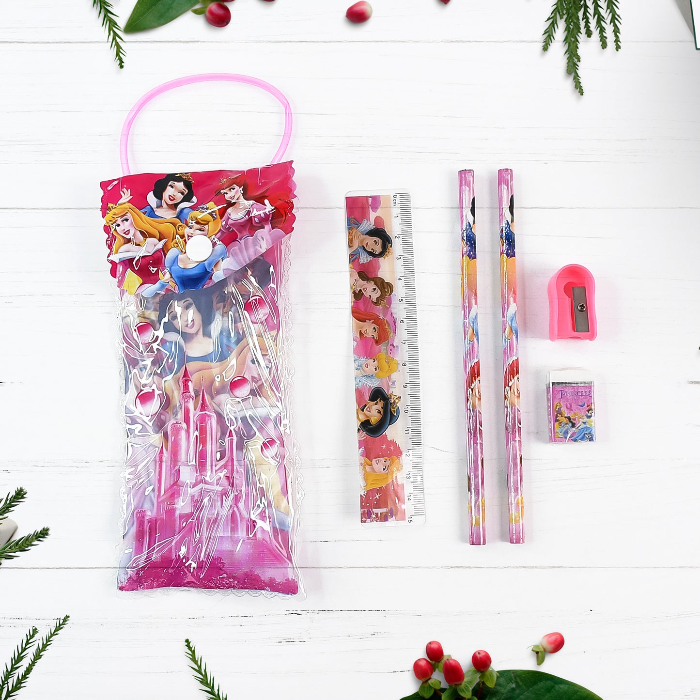 Mix Design Cartoon Wooden Pencil Set Stationary Set 5 In 1 Items Educational Item For School Going Kids Stationary Set For Girls Boysstationary For Schoolgift Pack For Girls Kidsbirthday Gift Kids (5 Pc Set ) - Happy Price - Image 3