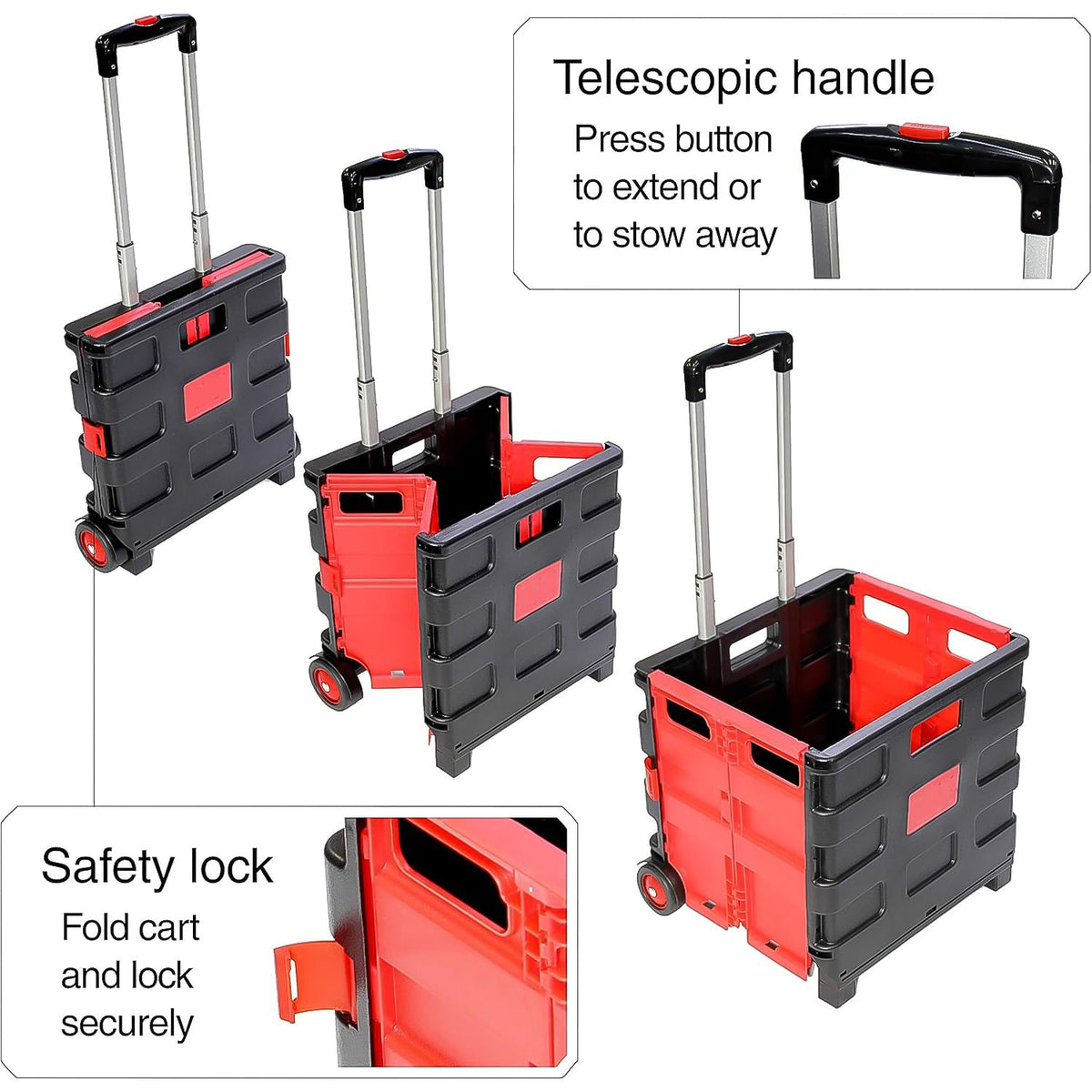 Foldable Shopping Grocery Trolley Cart Travel Portable Food Basket (1 Pc) - Happy Price - Image 4