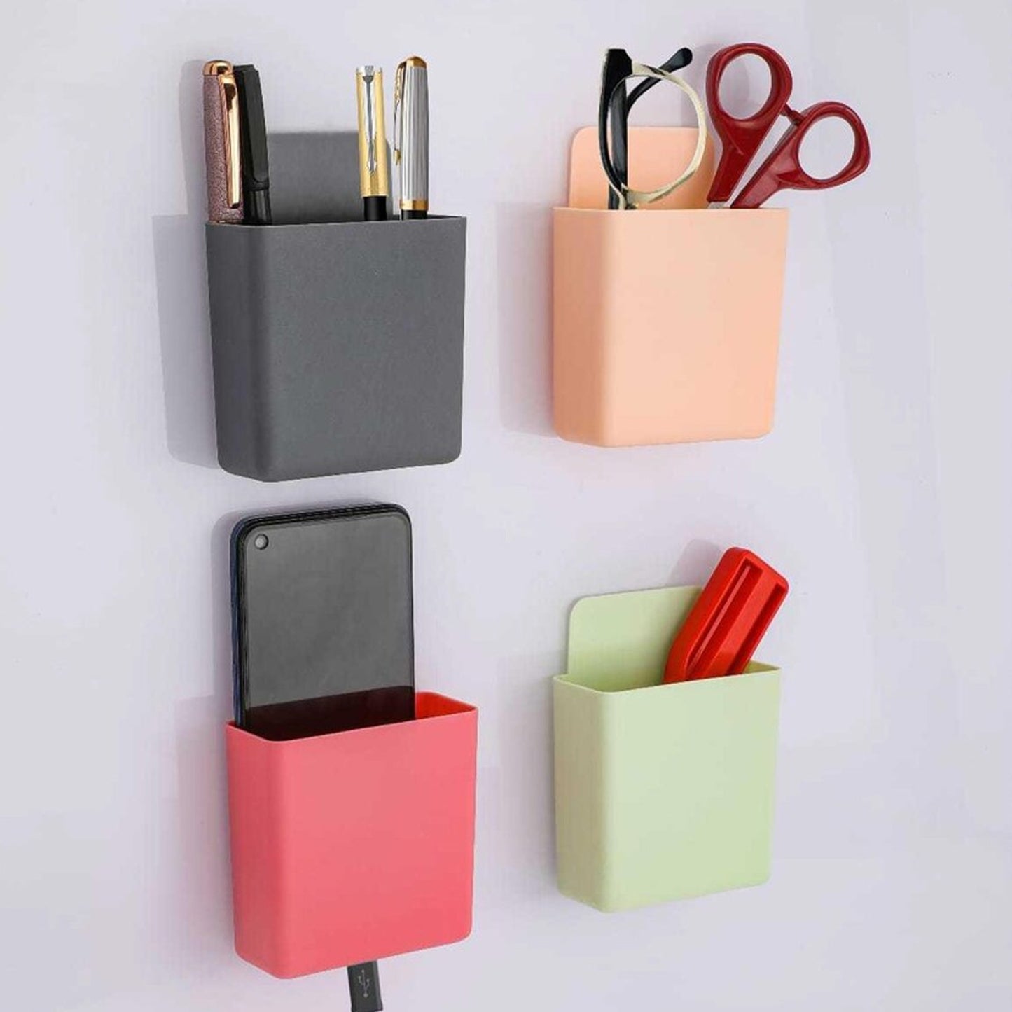 Multipurpose Plastic Wall Mounted Remote Mobile Holder Stand (Pack Of 4) - Happy Price - Image 2