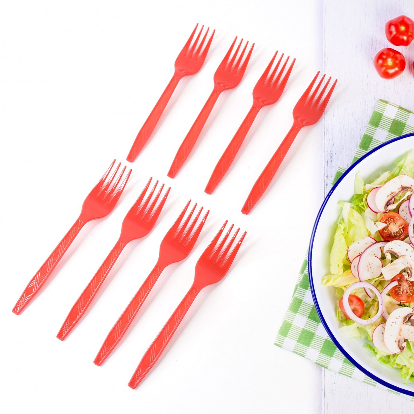 Premium Red Plastic Forks - Pack of 8 | Durable Cutlery for Parties & Everyday Use - Happy Price - Image 6