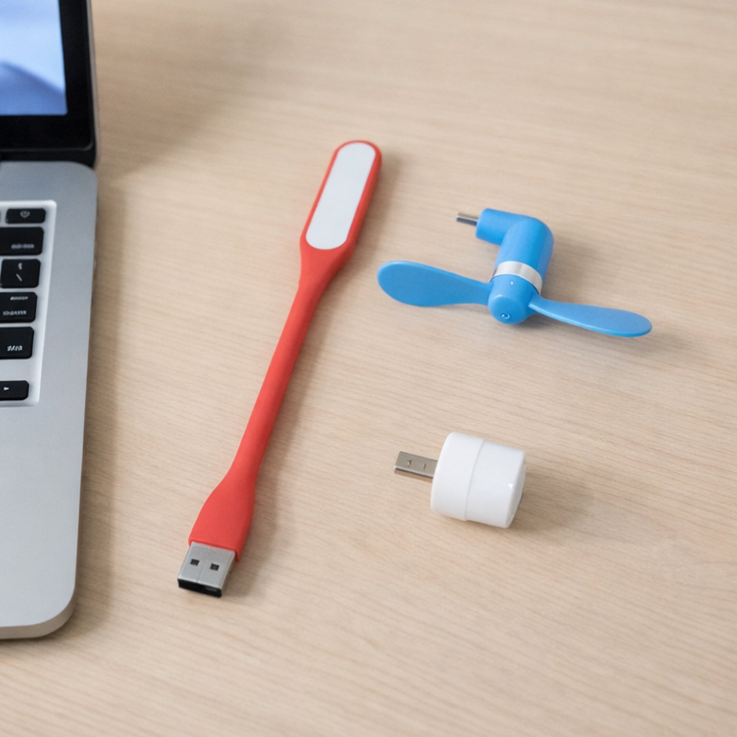 3-in-1 USB Gadget Kit: LED Light, Mini Fan & OTG Adapter - Happy Price - Image 2