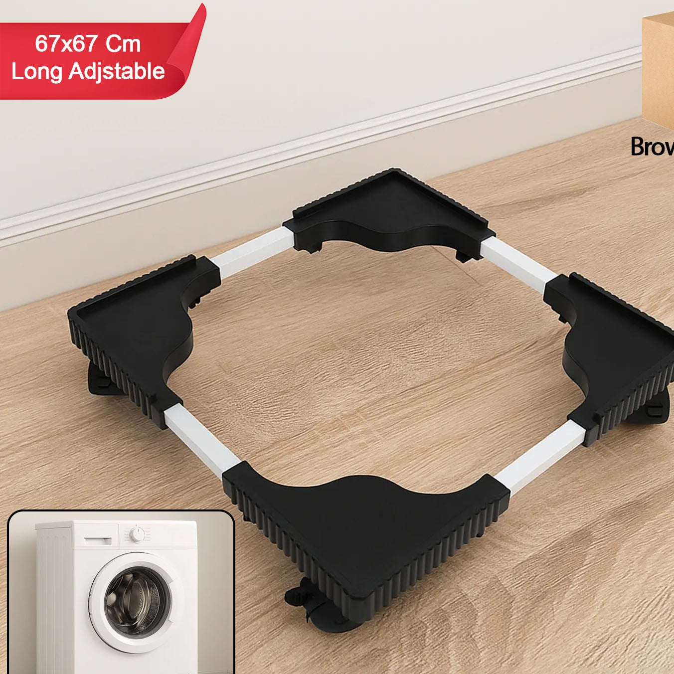 Adjustable Appliance Stand for Washing Machine & Refrigerator (67x67 cm, 1 Pc) - Great Price - Image 1