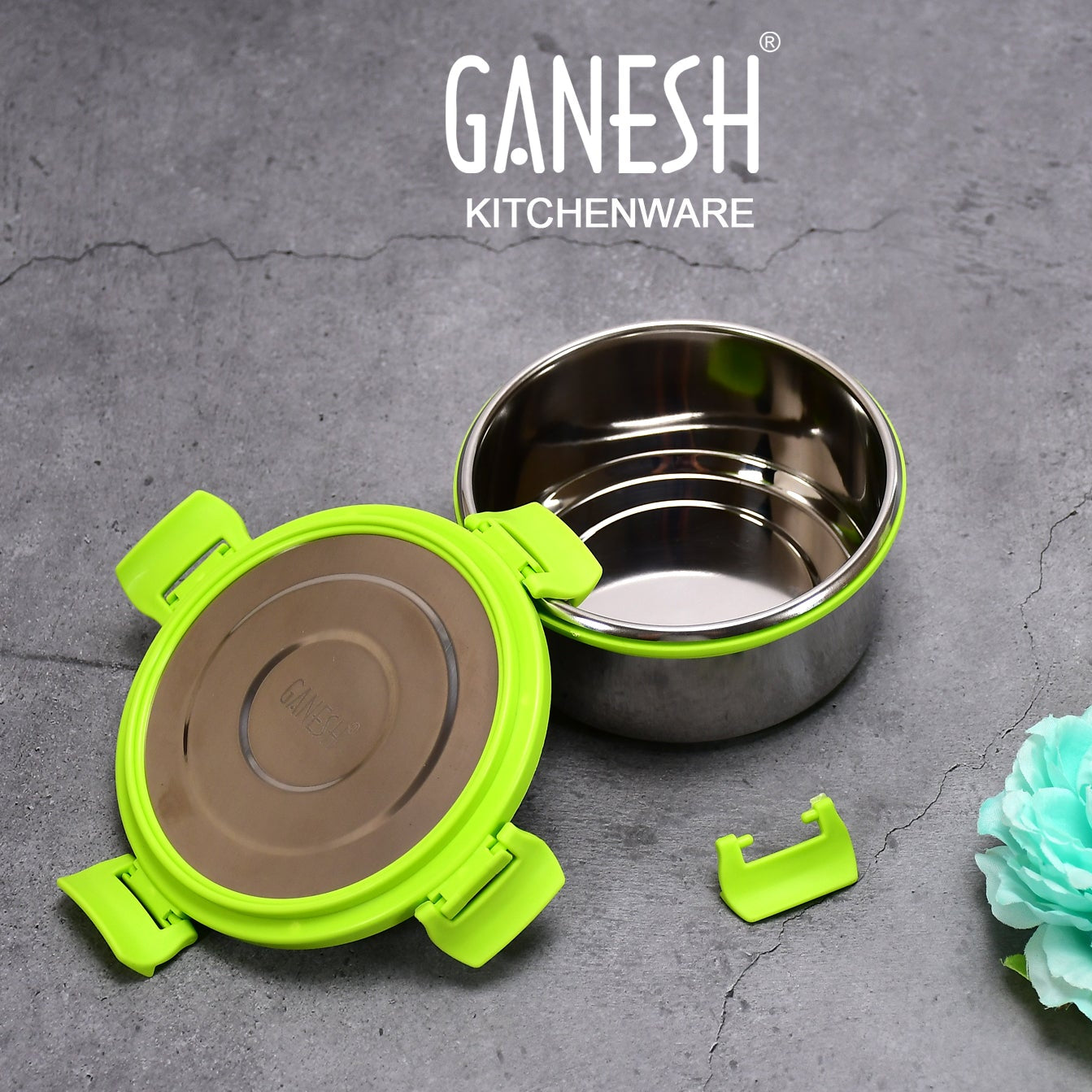 Ganesh Solo Round 400 Stainless Steel Leak Proof Airtight Lunch Pack For Office School Use - Happy Price - Image 1