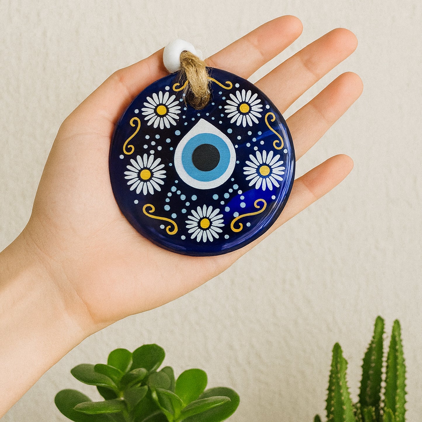 Decorative Evil Eye Wall Hanging Nazar Protector Charm with Beads - 1 Pc - Happy Price - Image 4