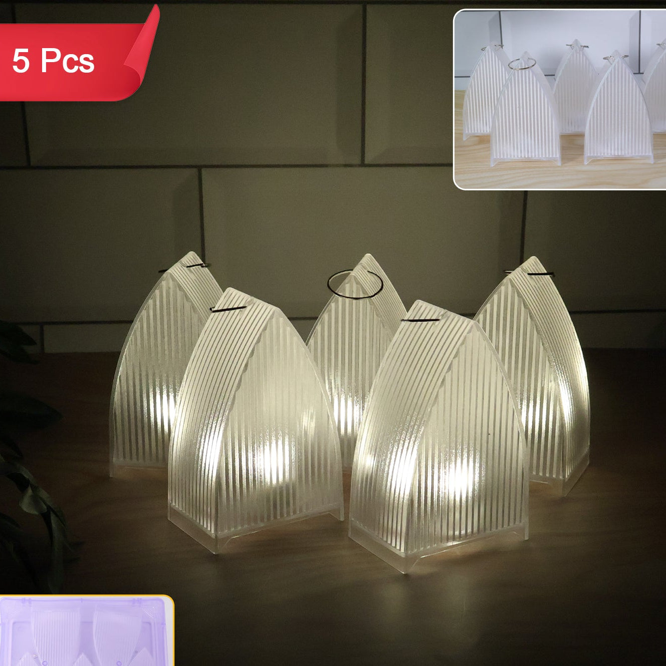 5 Pc Set Frosted LED Flameless Lantern Lights - Battery Operated Decorative Lamps - Happy Price - Image 1