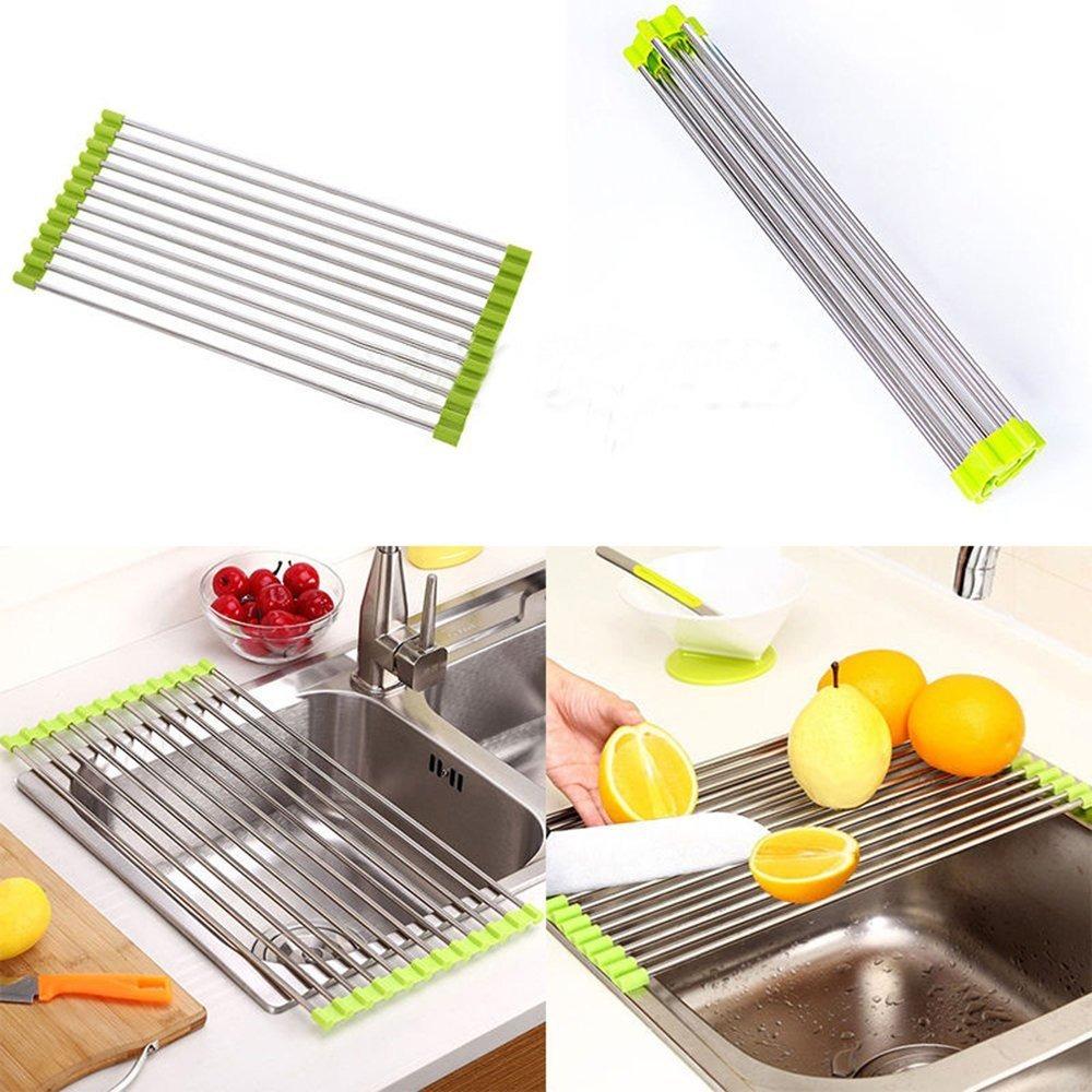 Roll-Up Dish Drying Rack for Kitchen Sink - Stainless Steel & Silicone - Happy Price - Image 6