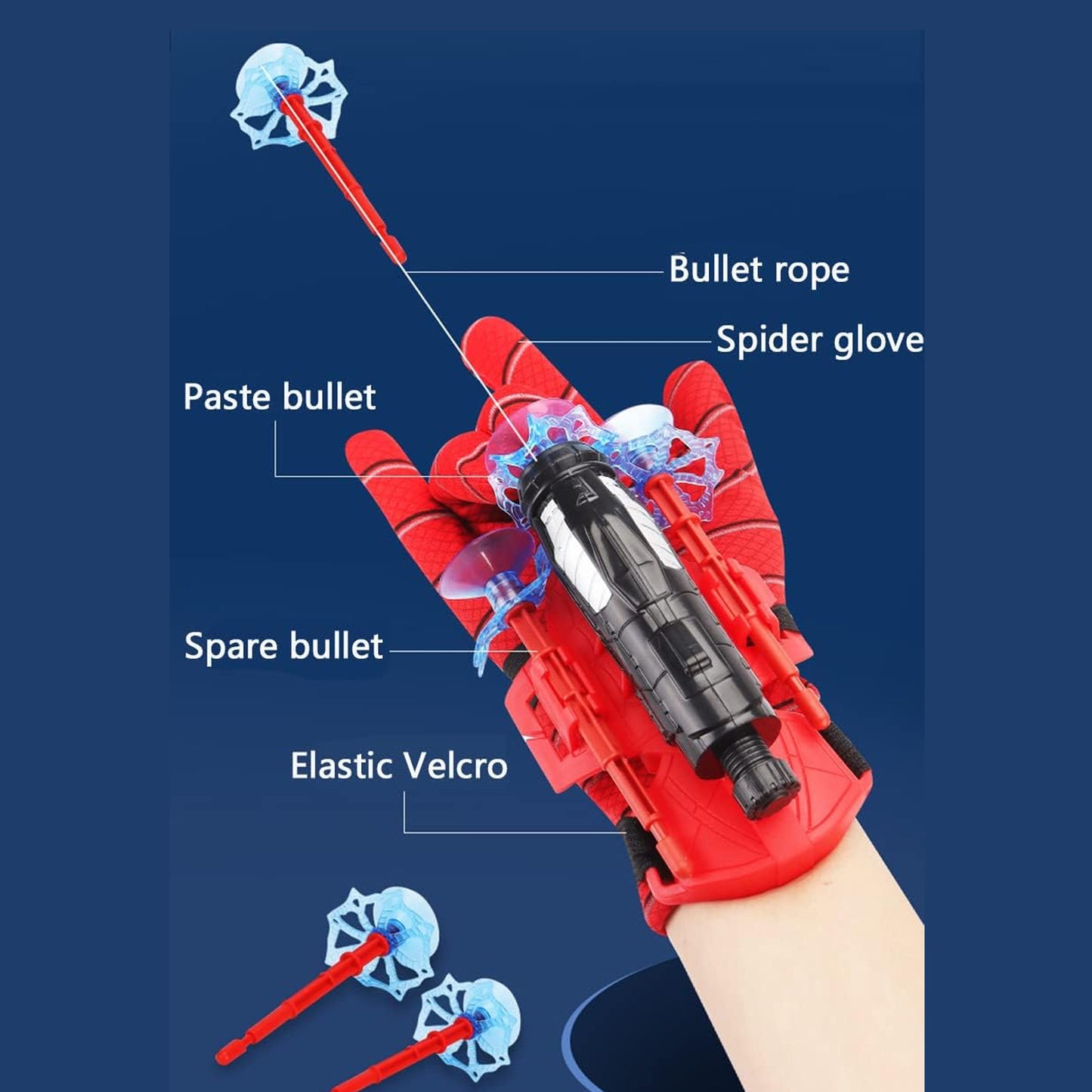 Web Shooter Toy For Kids Fans Launcher Wrist Gloves Toys For Kids Boys Superhero Gloves Role-play Toy Cosplay Sticky Wall Soft Bomb Funny Childrens Educational Toys - Happy Price - Image 6