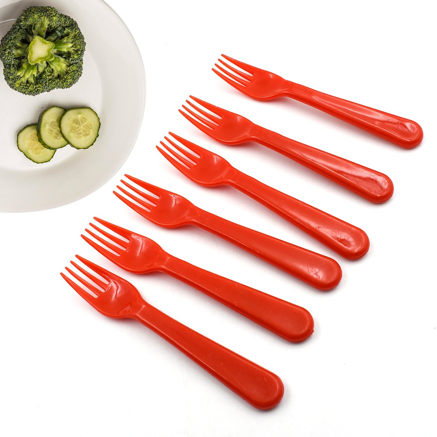 Plastic Fork Spoon Fork Spoon Set Fruit Fork Spoon Set Baby Fork Spoonvegetable Fork Spoon Plastic Salad Spoon Dessert Spoon (6pc Set) - Happy Price - Image 2