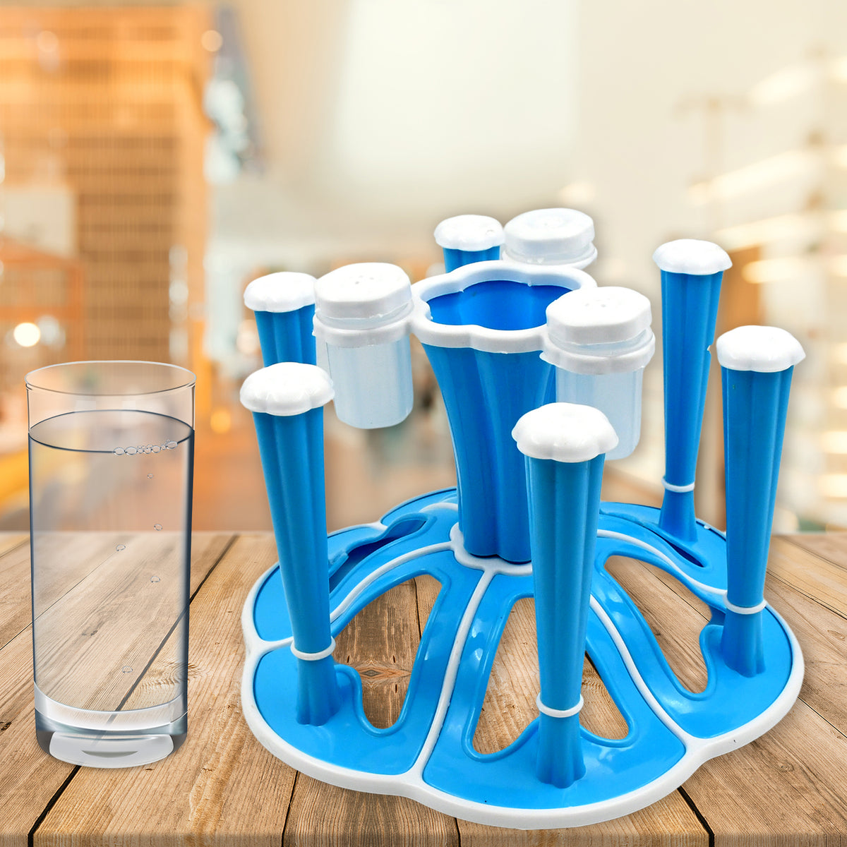 Miracle Plastic Glass Stand Tumbler Holder Glass Holder For Kitchen Dining Table 6 Glasses Stand With 3 Pepper Salt (Moq - 2 Pcs) - Happy Price - Image 6