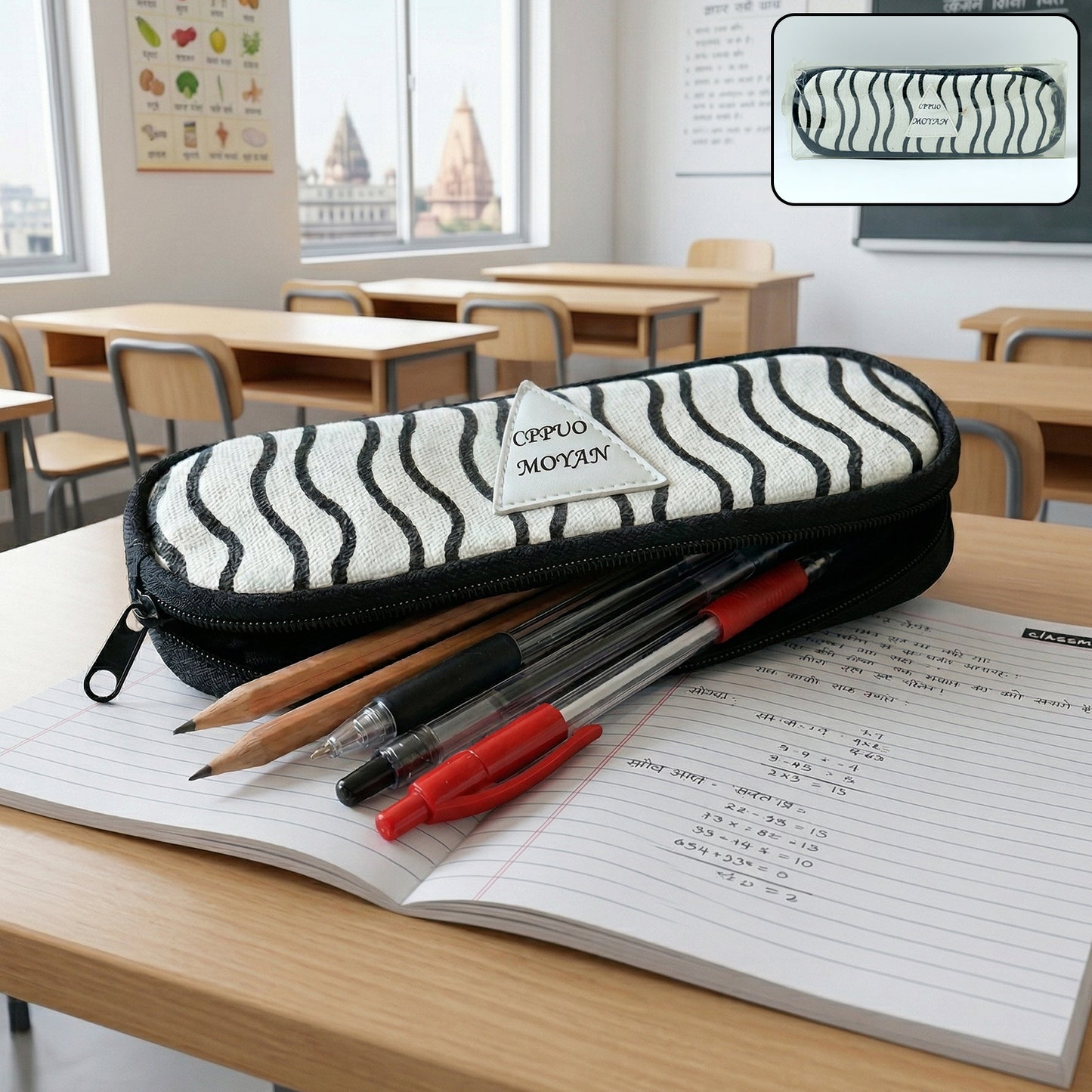 Fabric Zipper Pouch (1 Pc) - Multipurpose Stationery Organizer for School & Office - Great Price - Image 2