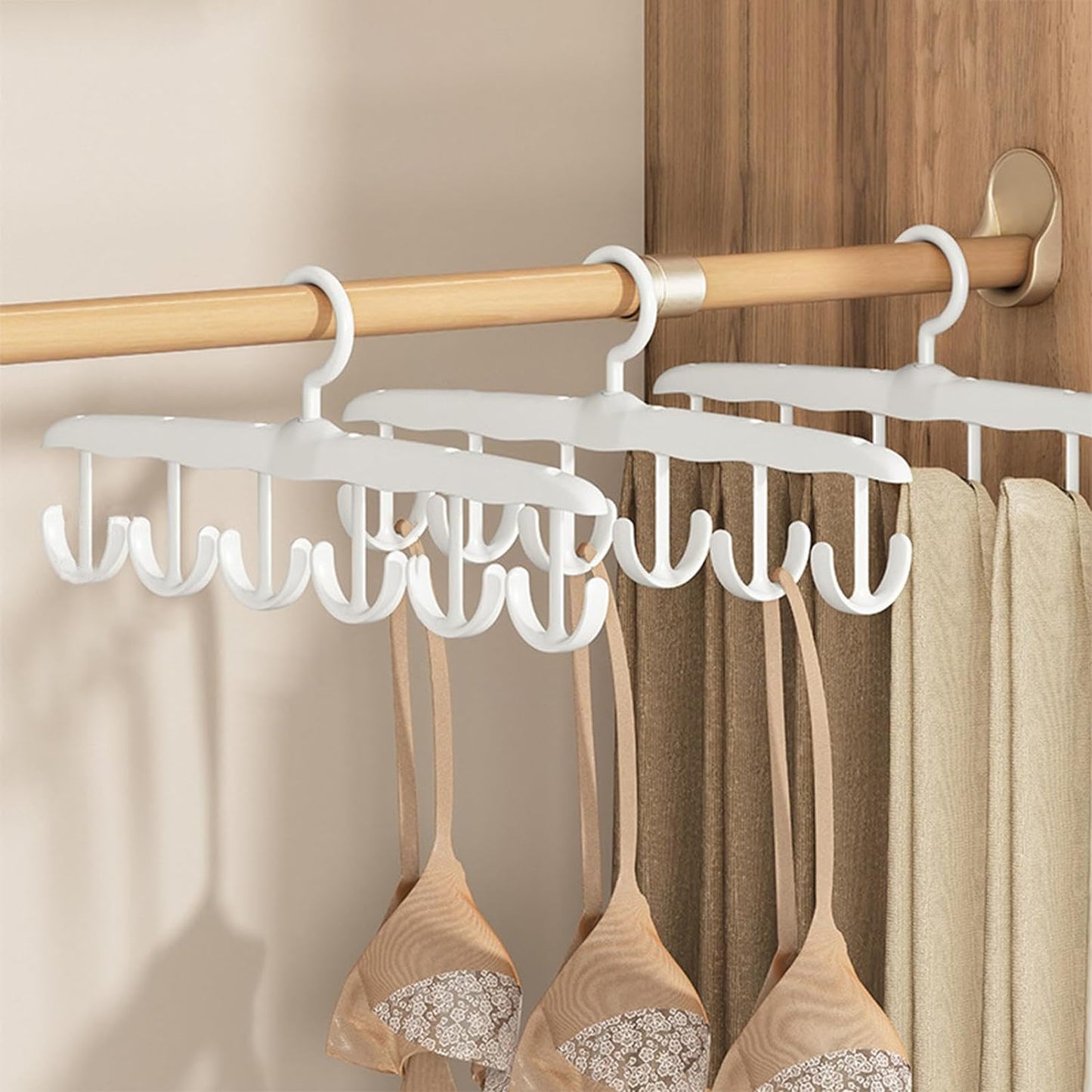 Tank Top Hanger 12-hook Space Saving Hanger Capacity Rotatable Wood Space Saving Hanger Closet Organizers And Storage For Dorm Apartment For Tank Top - Happy Price - Image 3
