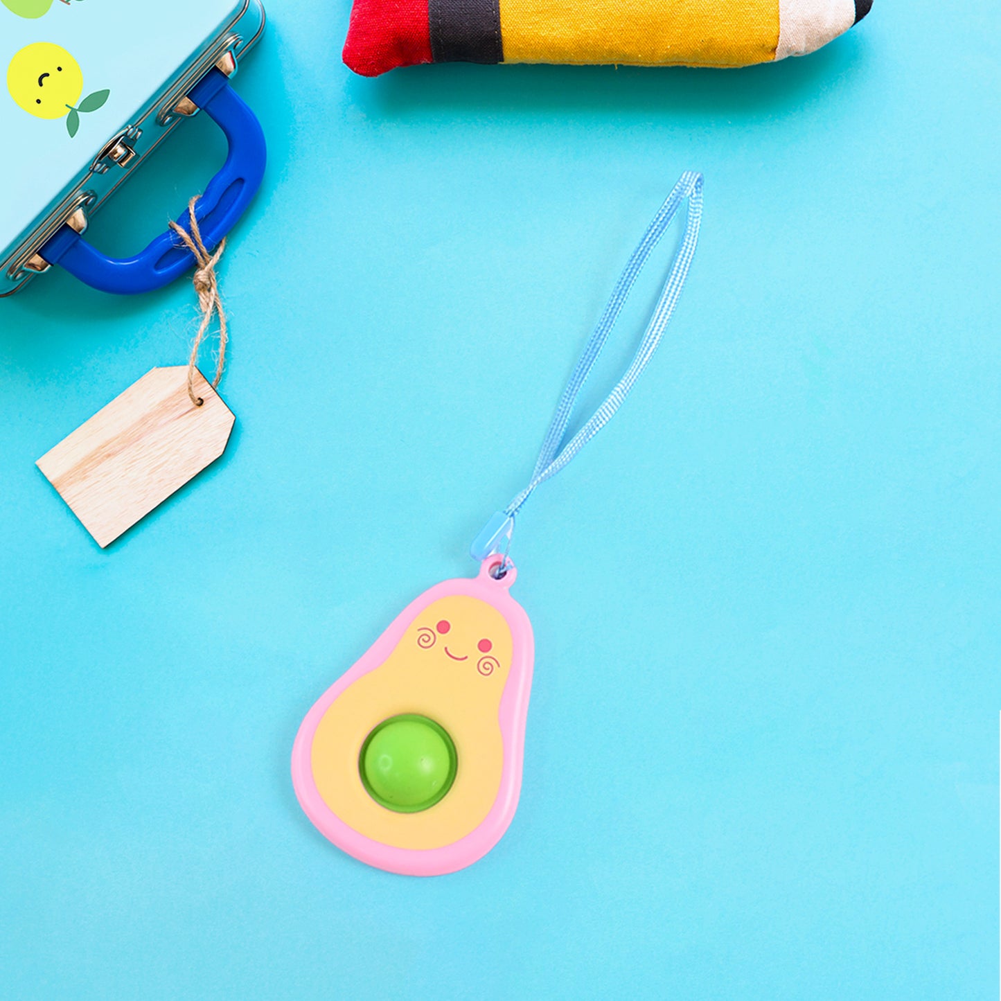 Cute Avocado-shaped Mini Push Pop Keychain Toy With Strap (1 Pc) - Happy Price - Image 3