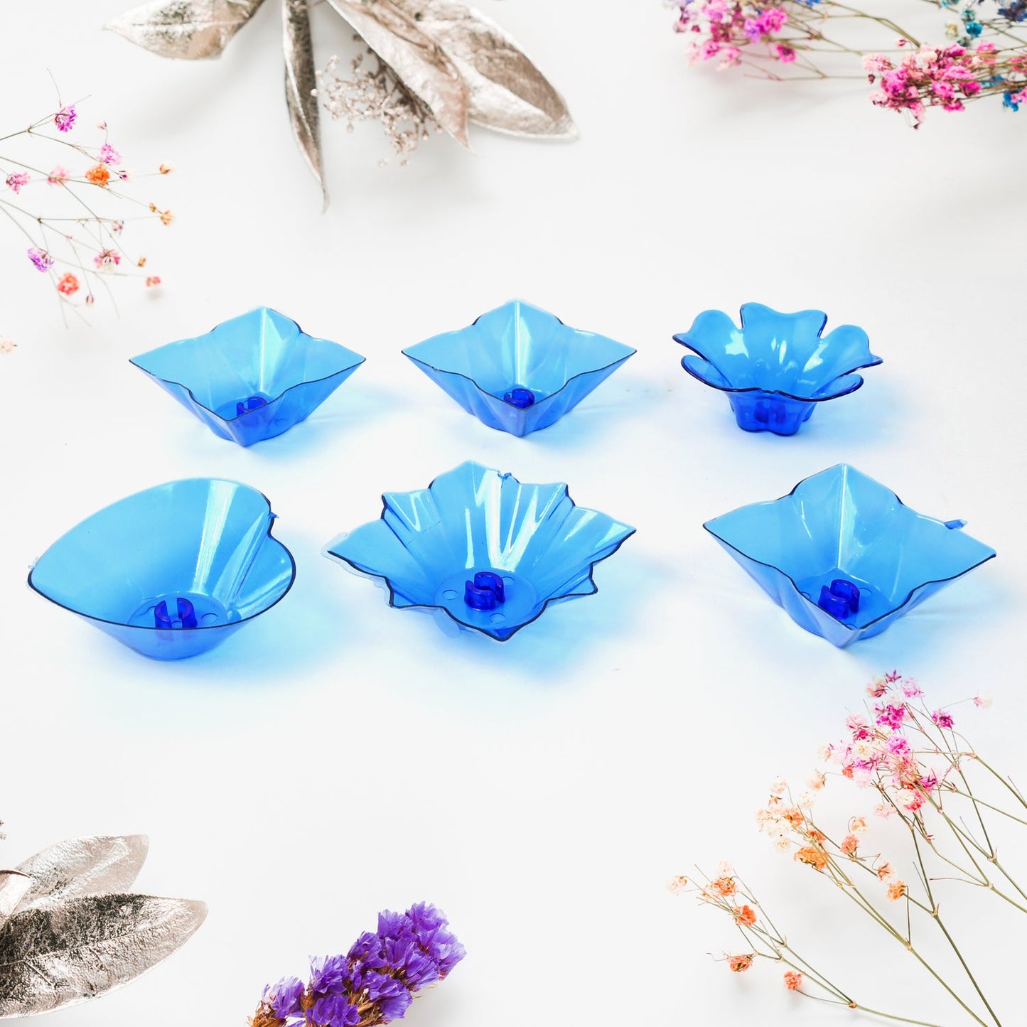 Reflection Diya Plastic Candle Holder Set - 12 Pcs Multi Shape - Great Price - Image 3