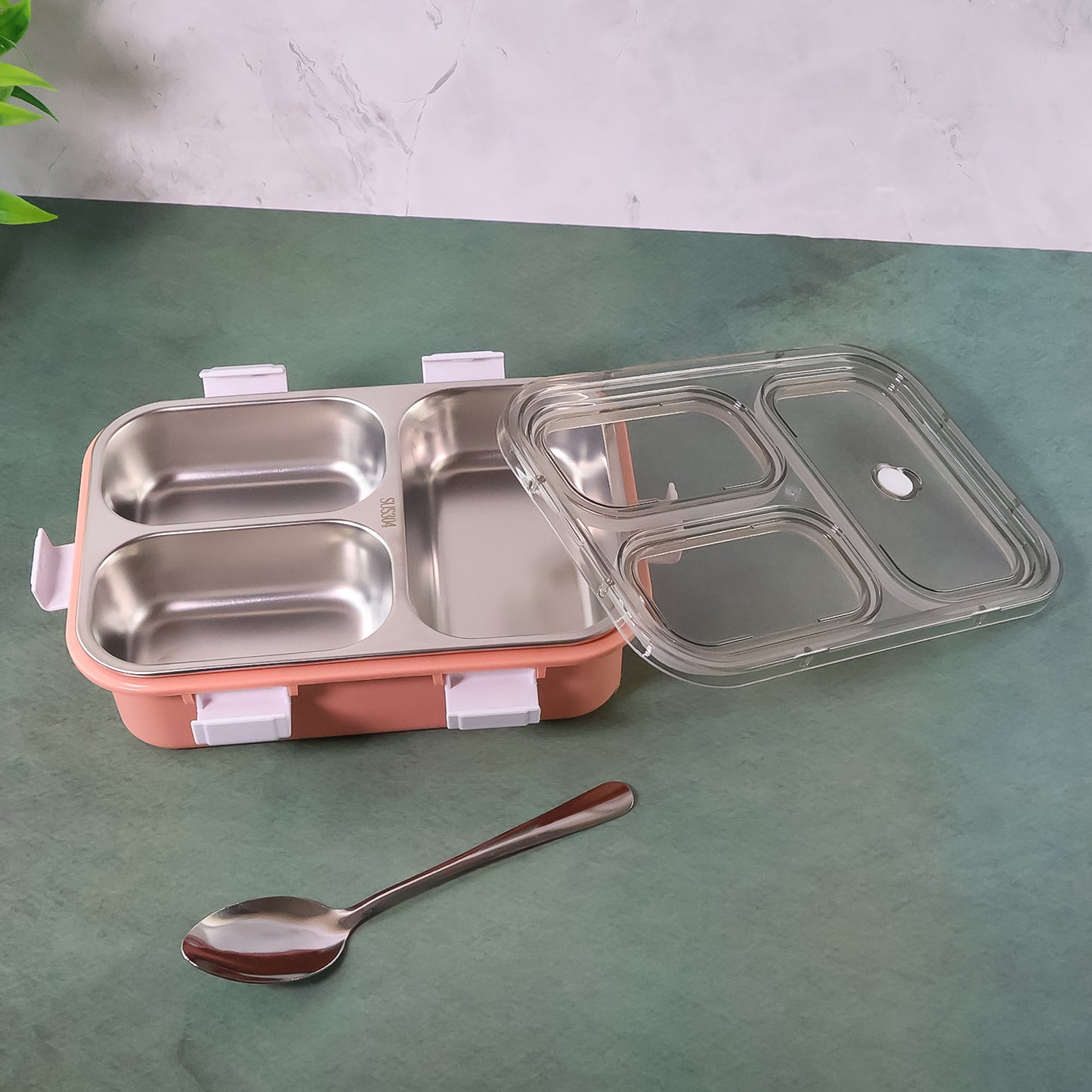 3 Compartment Stainless Steel Lunch Box - 1 Pc - Happy Price - Image 5