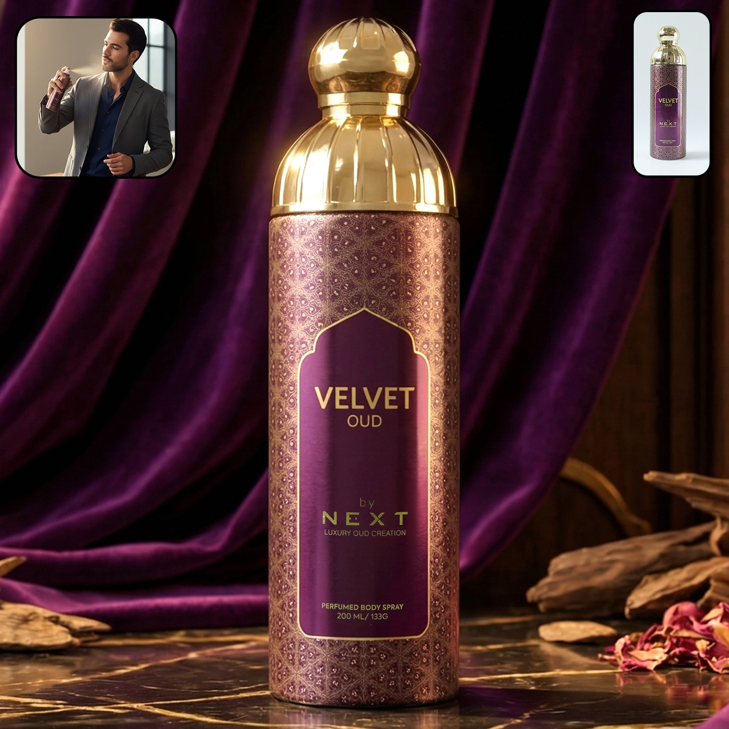 Next Velvet Oud Premium Body Spray 200 ML - Long-Lasting Oud Fragrance - Great Price - Image 2
