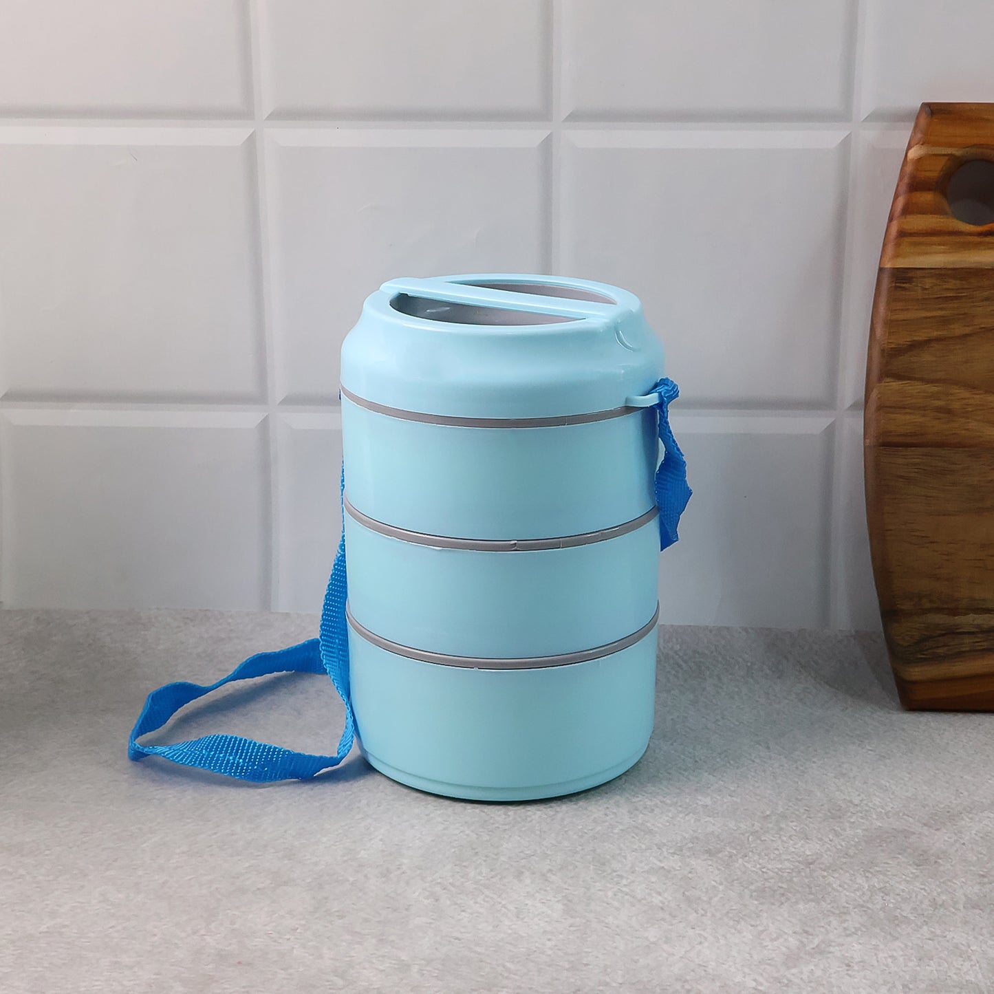 3 Layer Insulated Lunch Box Set with Handle & Strap - Stackable Tiffin Carrier - Happy Price - Image 4