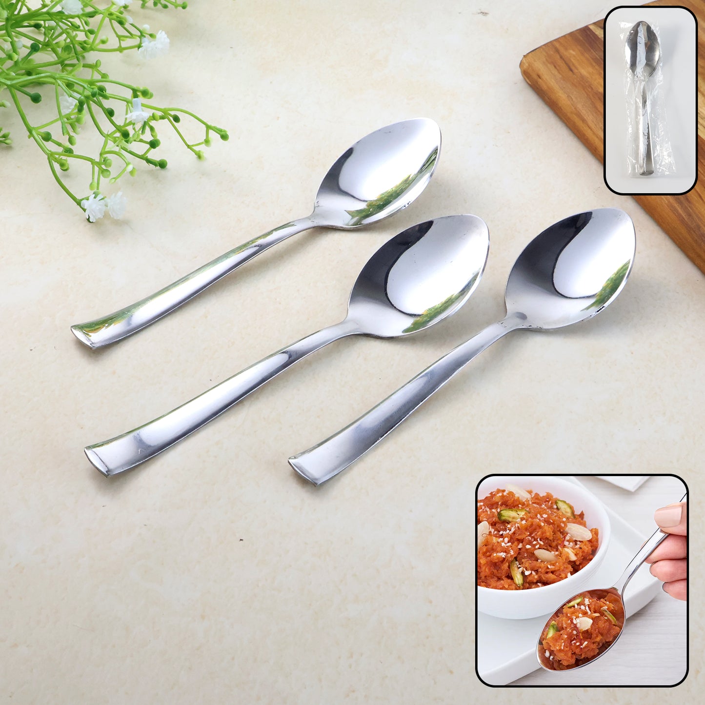 Set of 3 Dining Spoons - Oval Bowl, Comfort Handle, Rust-Resistant - Happy Price - Image 6