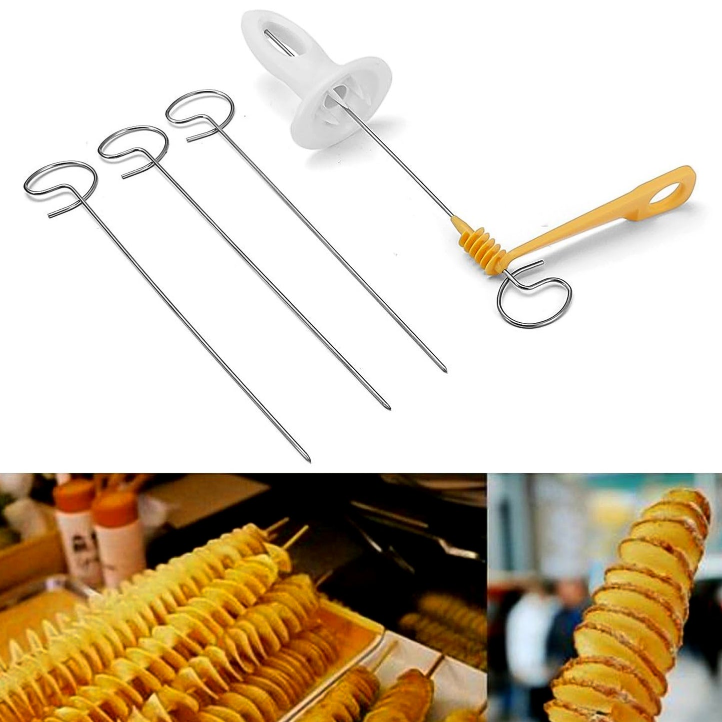 1 Set Potato Spiral Cutter Potato Twister (4 Spits) - Happy Price - Image 2
