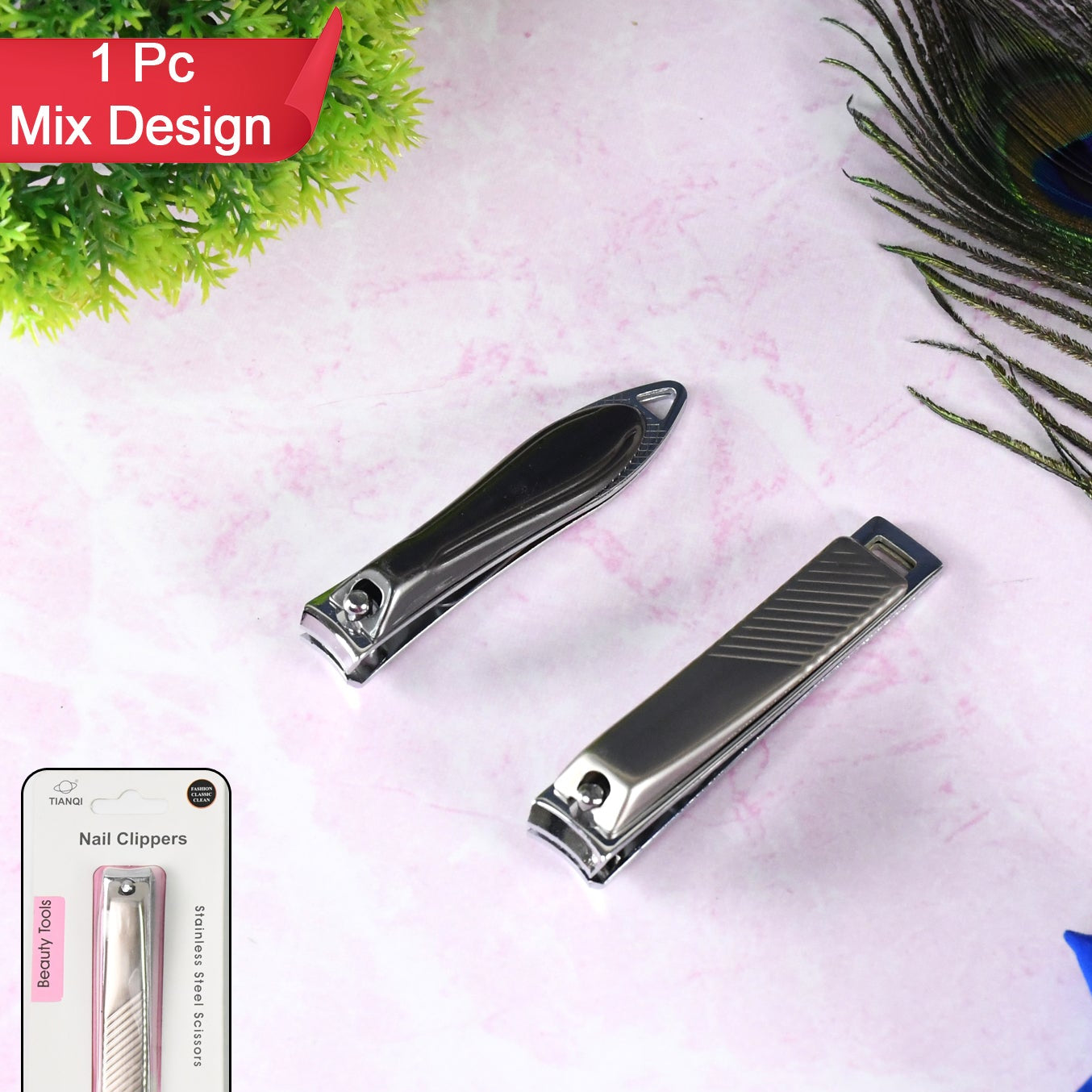 Stainless Steel Folding Nail Clippers with File - 1 Pc - Happy Price - Image 1