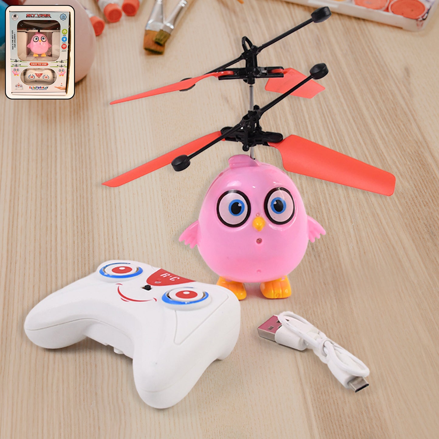 Pink Owl Remote Control Flying Toy with LED Lights (1 Set) - Great Price - Image 2