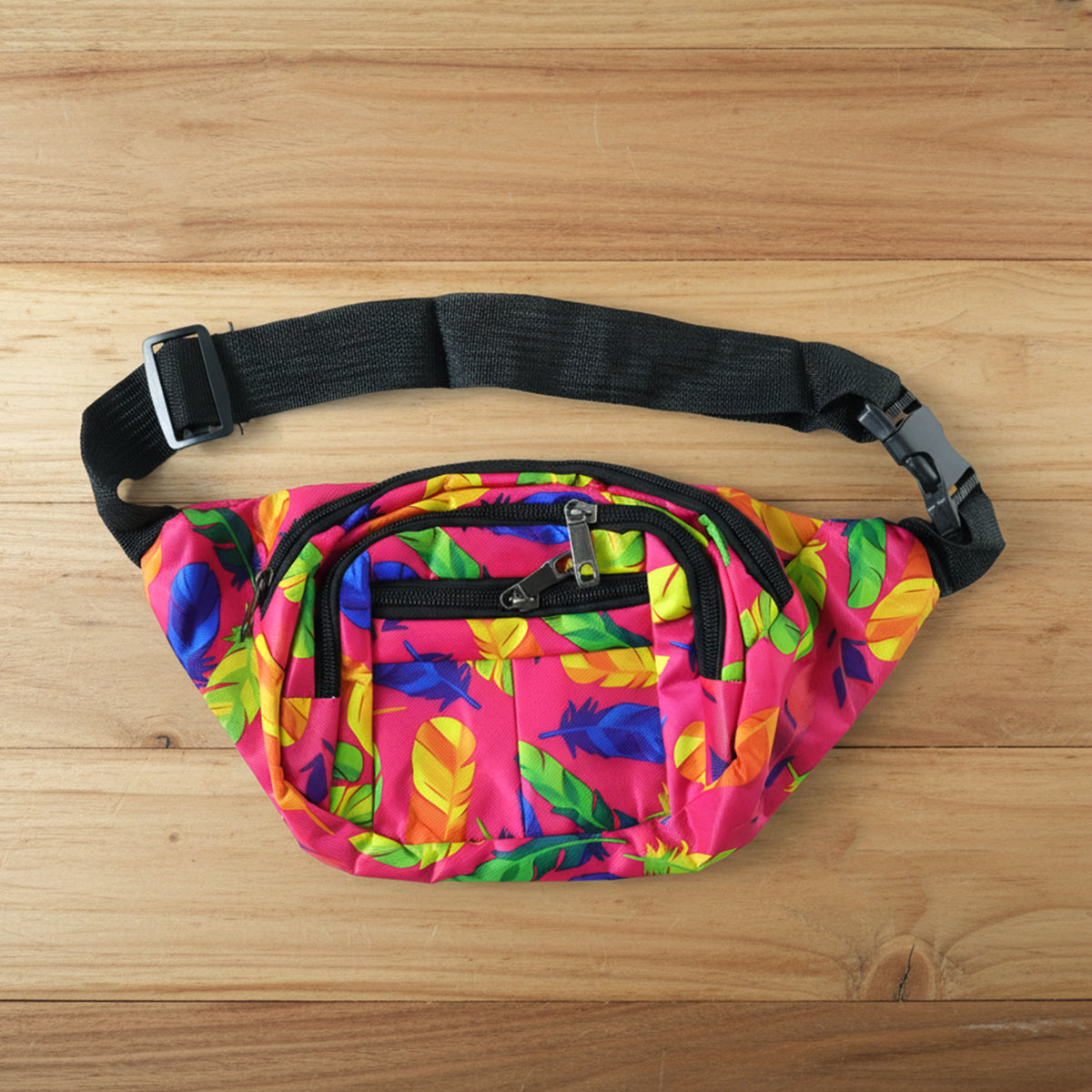 Printed Waist Bag with Adjustable Strap & Multiple Pockets (1 Pc) - Happy Price - Image 2