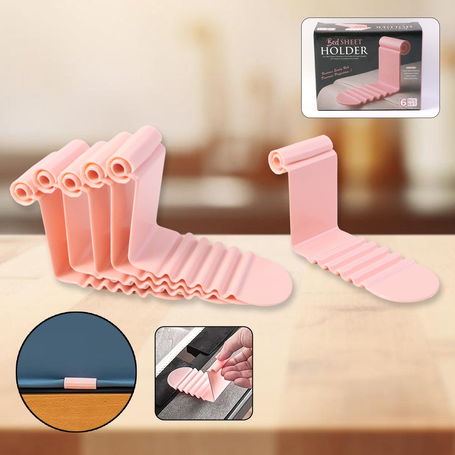 6 Pcs Universal Bed Sheet Grippers - Anti-Slip Mattress Fasteners - Happy Price - Image 2