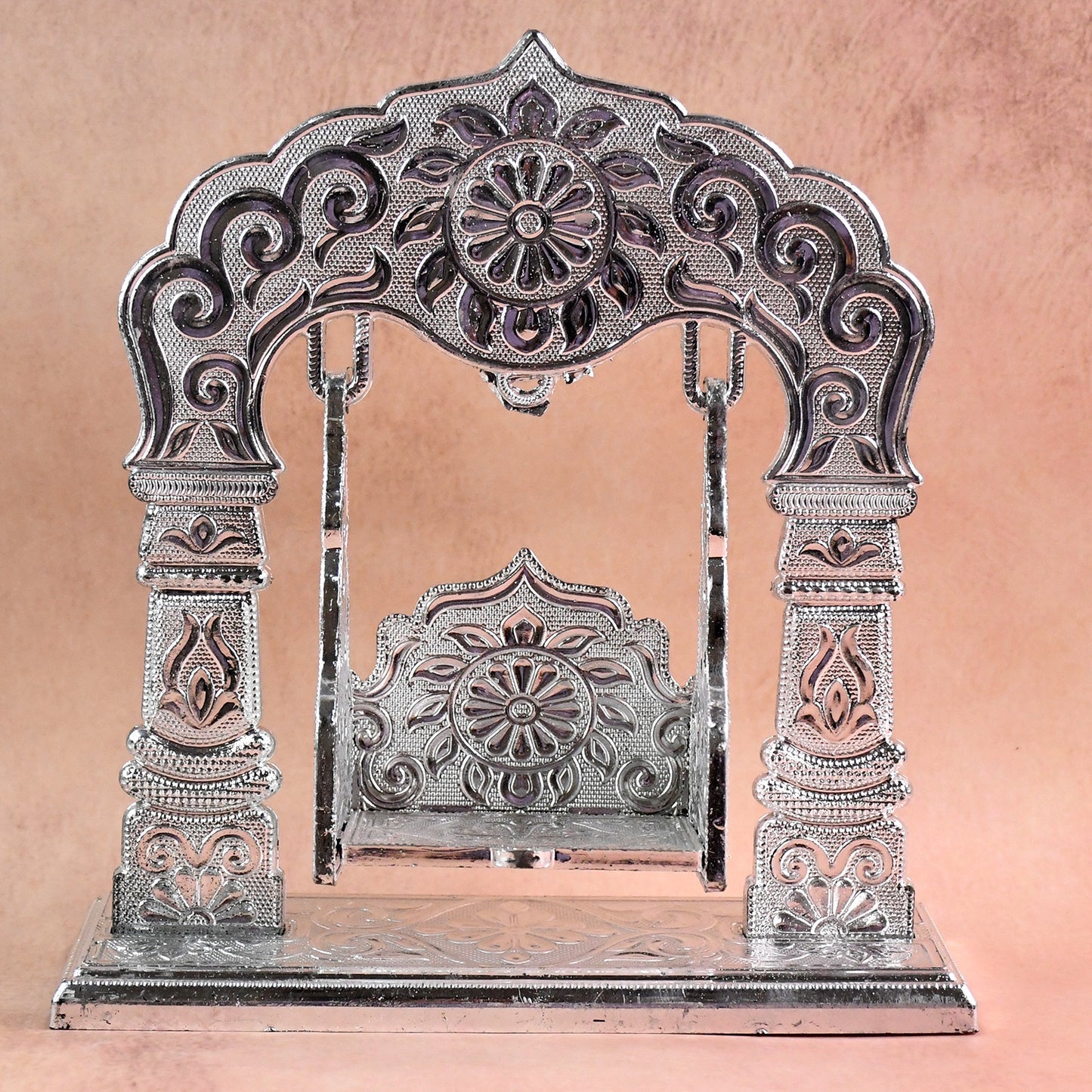 Silver-Coated Metal Bal Gopal Jhula for Laddu Gopal Idol - Decorative Pooja Swing - Happy Price - Image 6