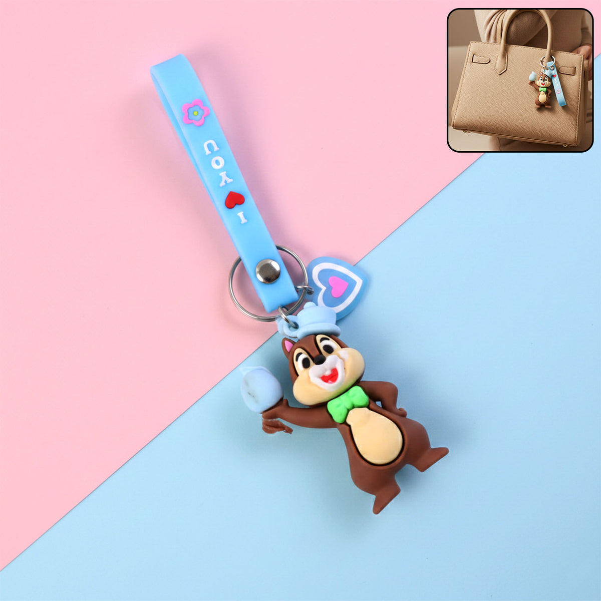 Cute Squirrel Character Keychain with Decorative Strap - 1 Pc - Happy Price - Image 2