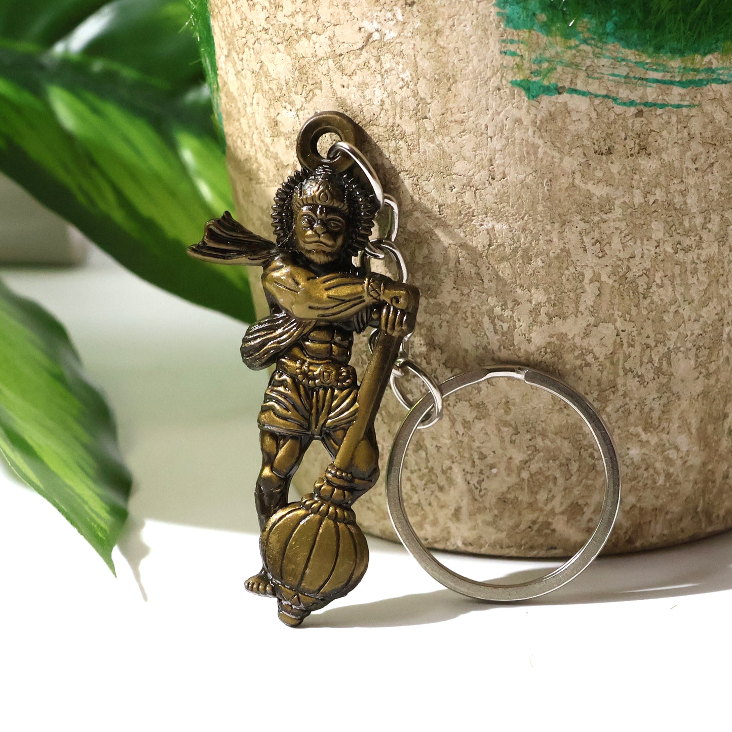 Hanuman Metal Keychain Set - 2 Pcs Mixed Design Antique Finish - Happy Price - Image 3