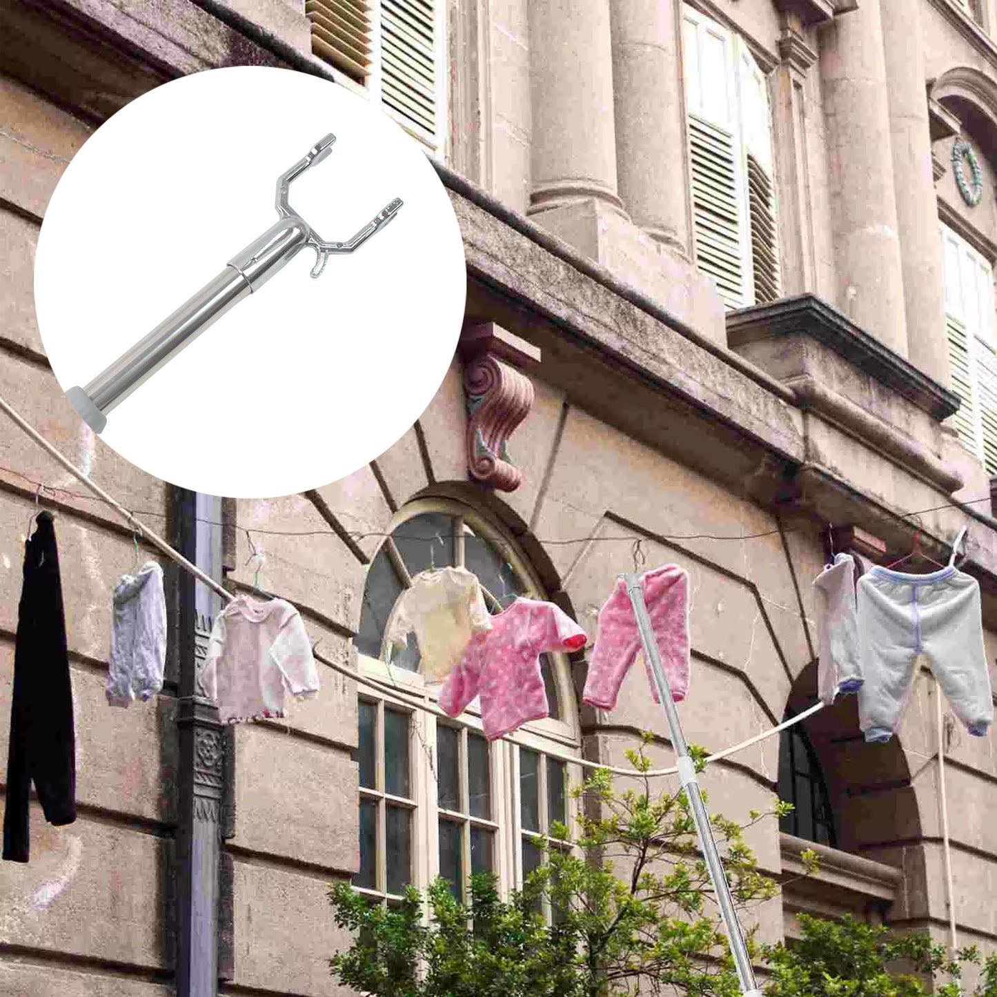 Stainless Steel Telescopic Pole Clothes Hooks Hanger (1 Pc 155 Cm) - Happy Price - Image 6