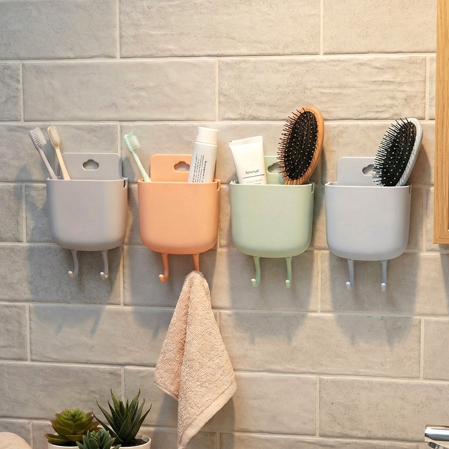 Set of 4 Plastic Wall Mount Holders for Mobile Charging & Accessories - Happy Price - Image 6