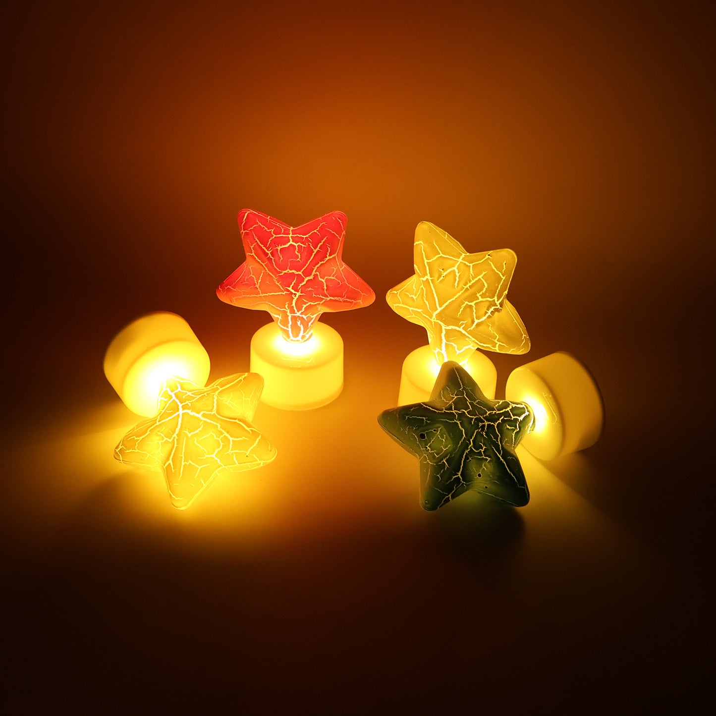Set of 4 Star Shape Decorative LED Tealight Candles - Flameless & Battery Operated - Happy Price - Image 6
