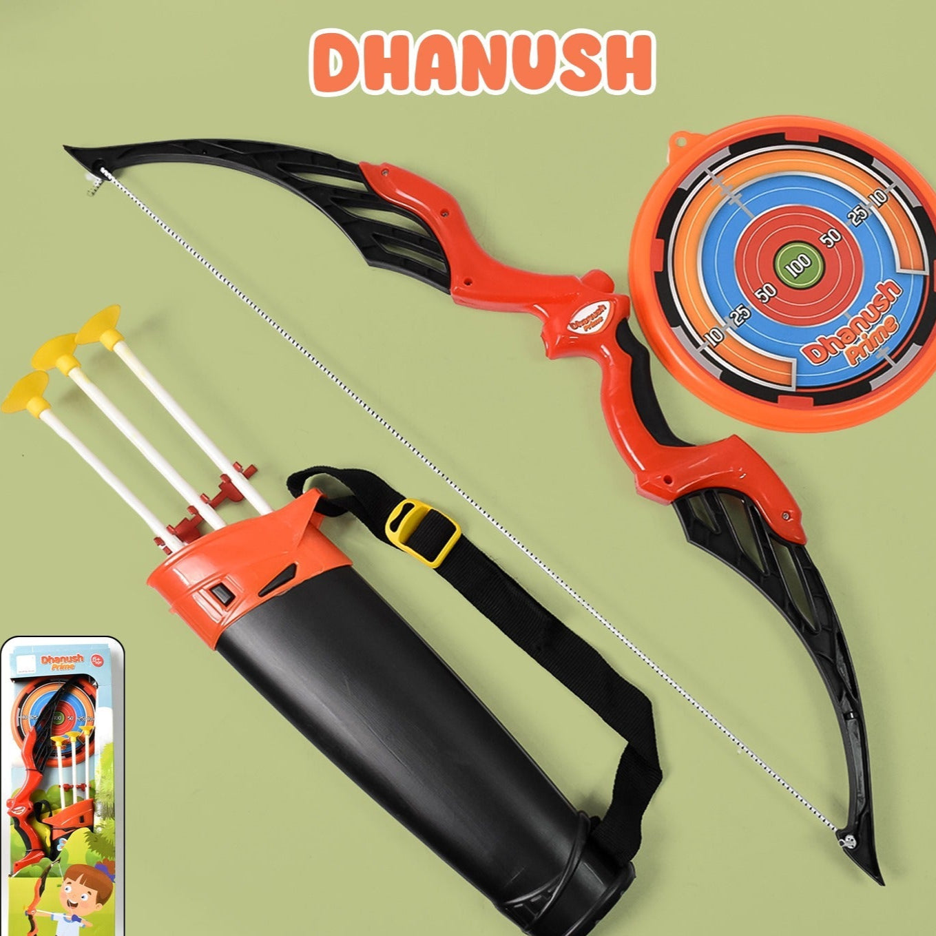 Arrow Big Archery Toy (1 Dhanush 3 Arrow 1 Target 1 Arrow Holder 1 Set) - Happy Price - Image 1